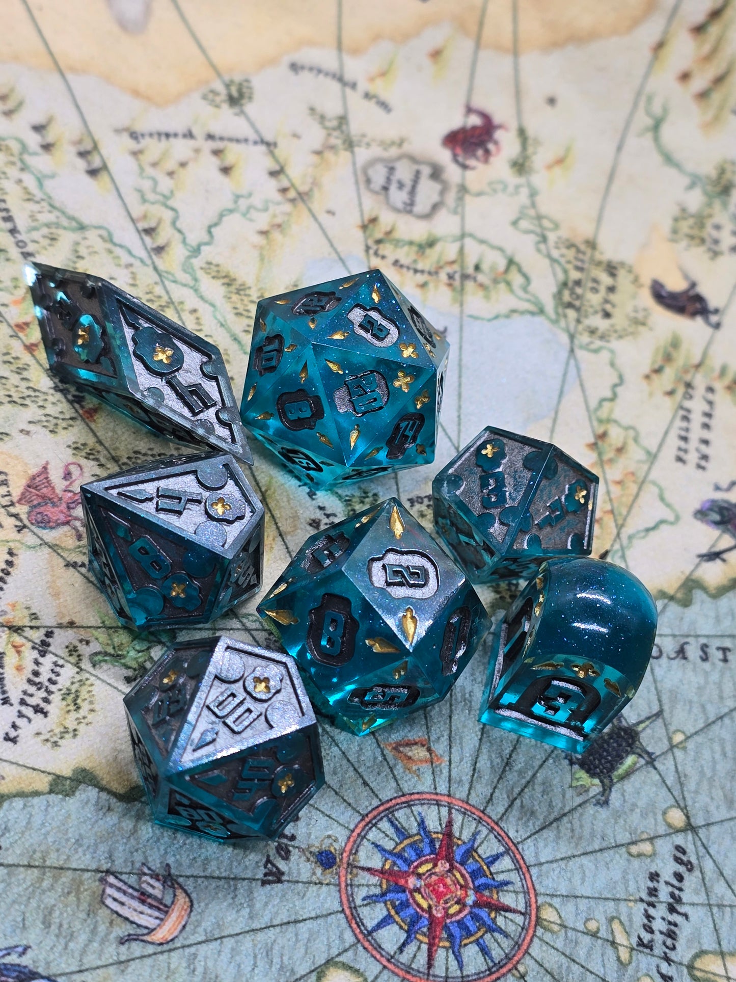 Deep waters Halloween handmade dice set