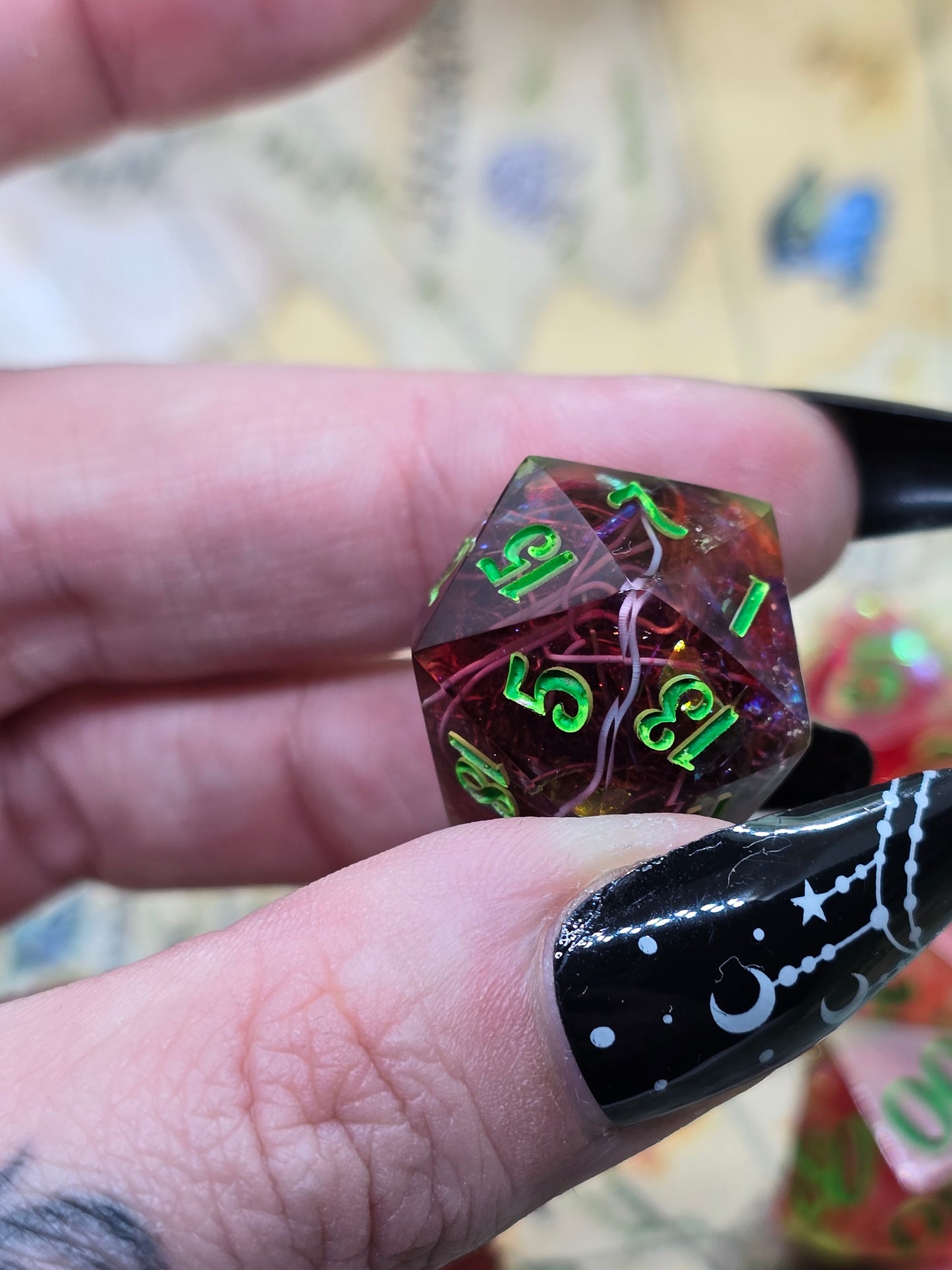 Red party handmade dice set