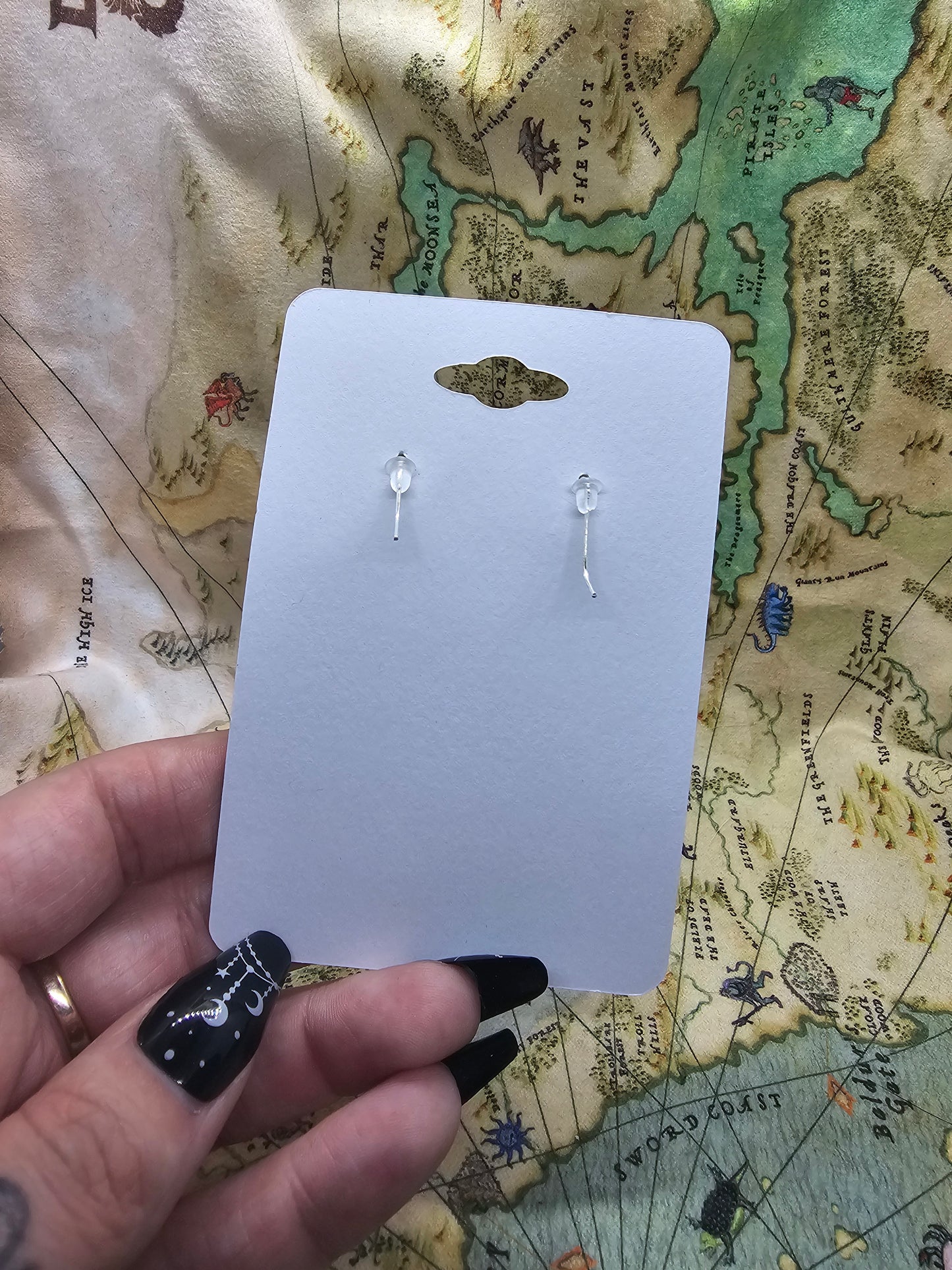 Dice sword earrings