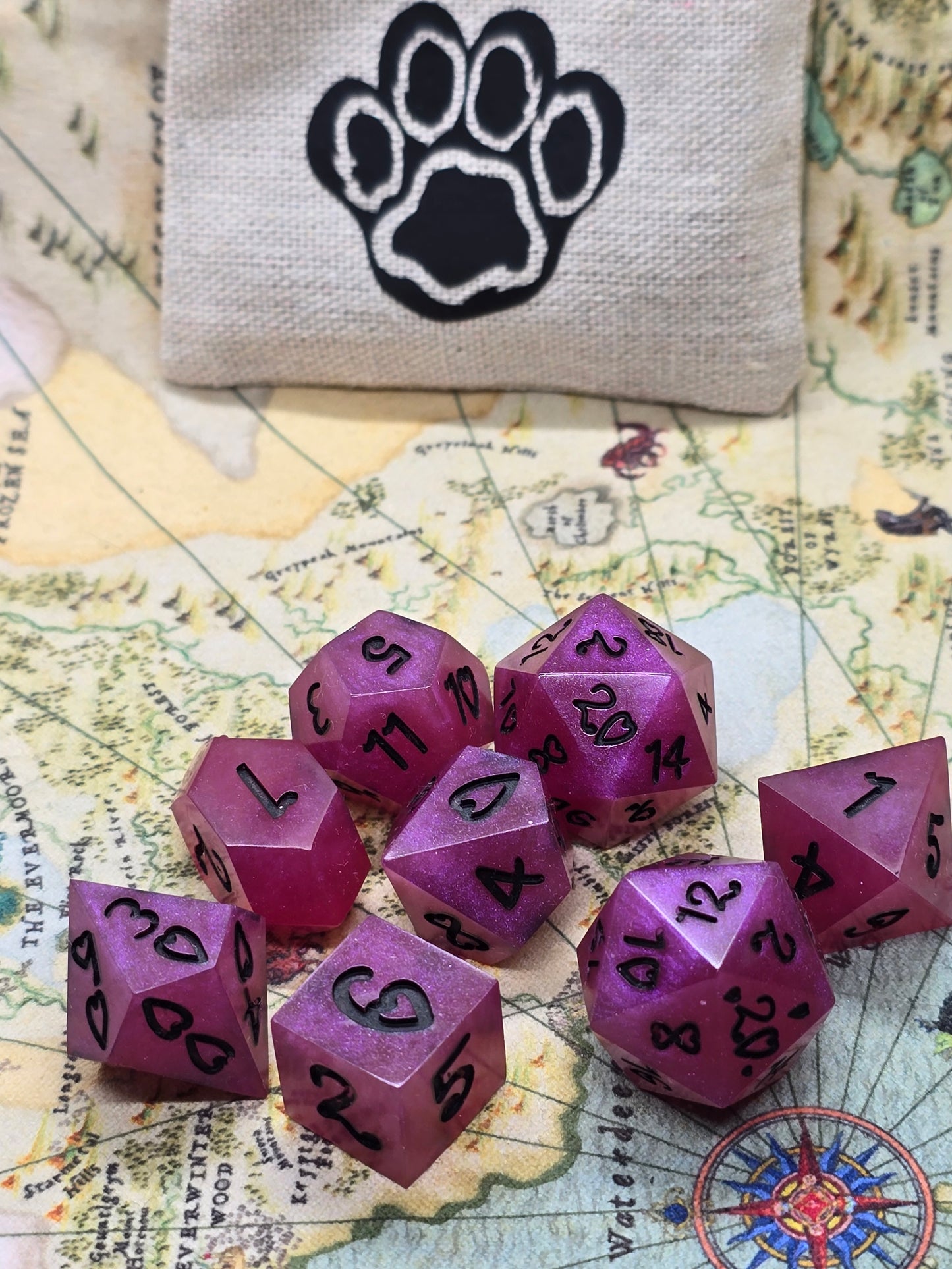 Barbie hearts handmade 8 piece dice set