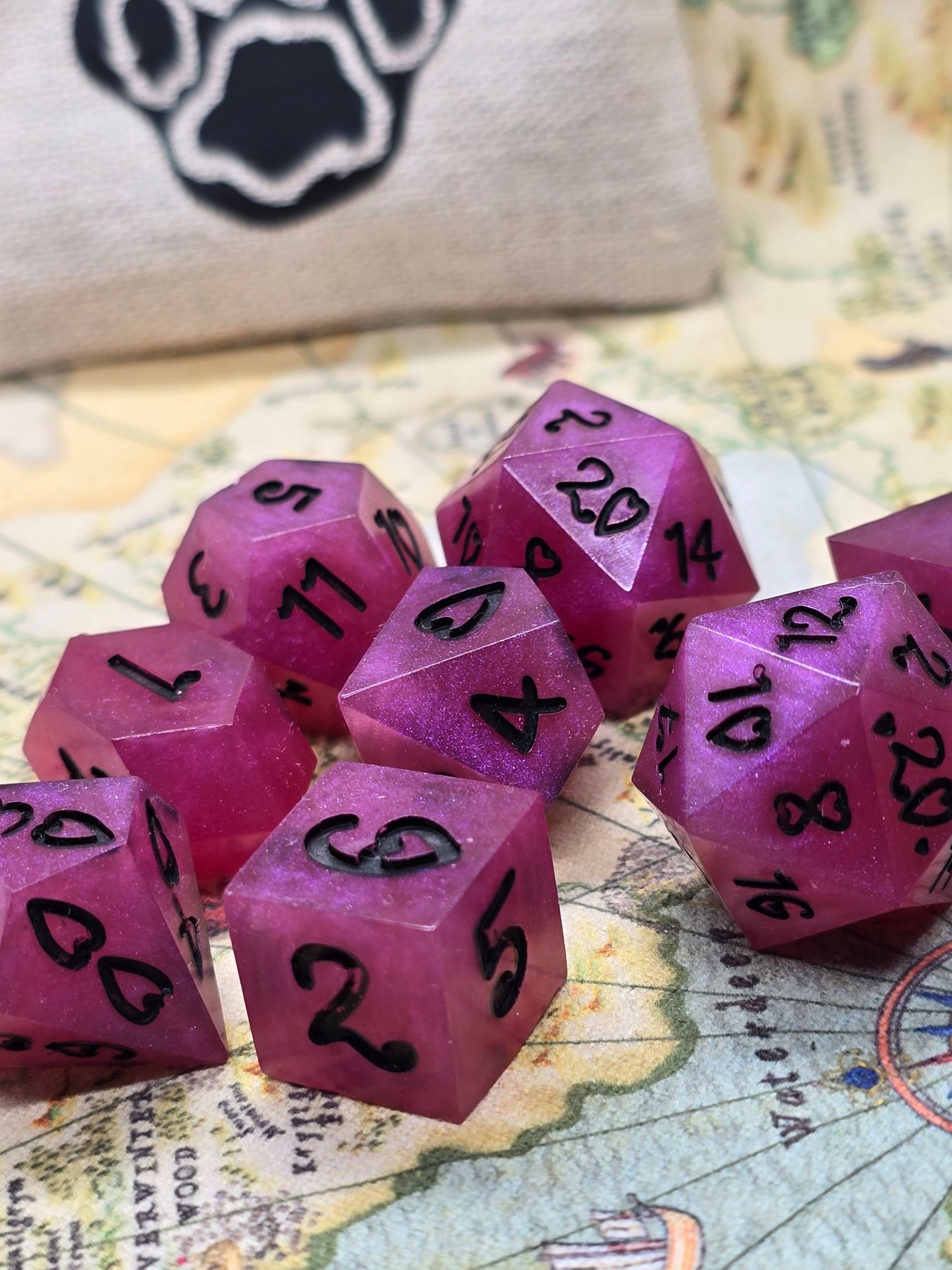 Barbie hearts handmade 8 piece dice set