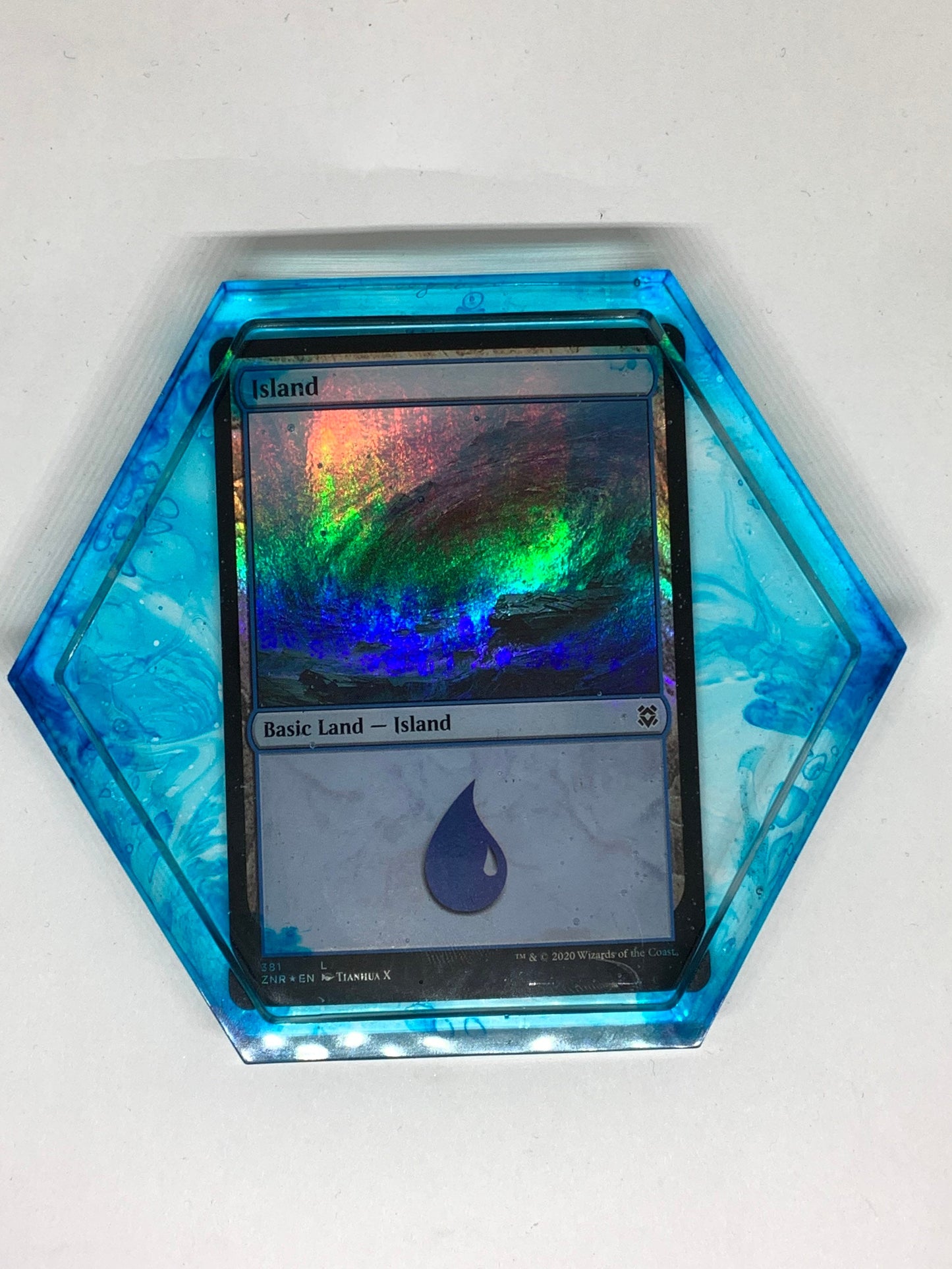 Magic the gathering resin coaster shiney/ foily land card