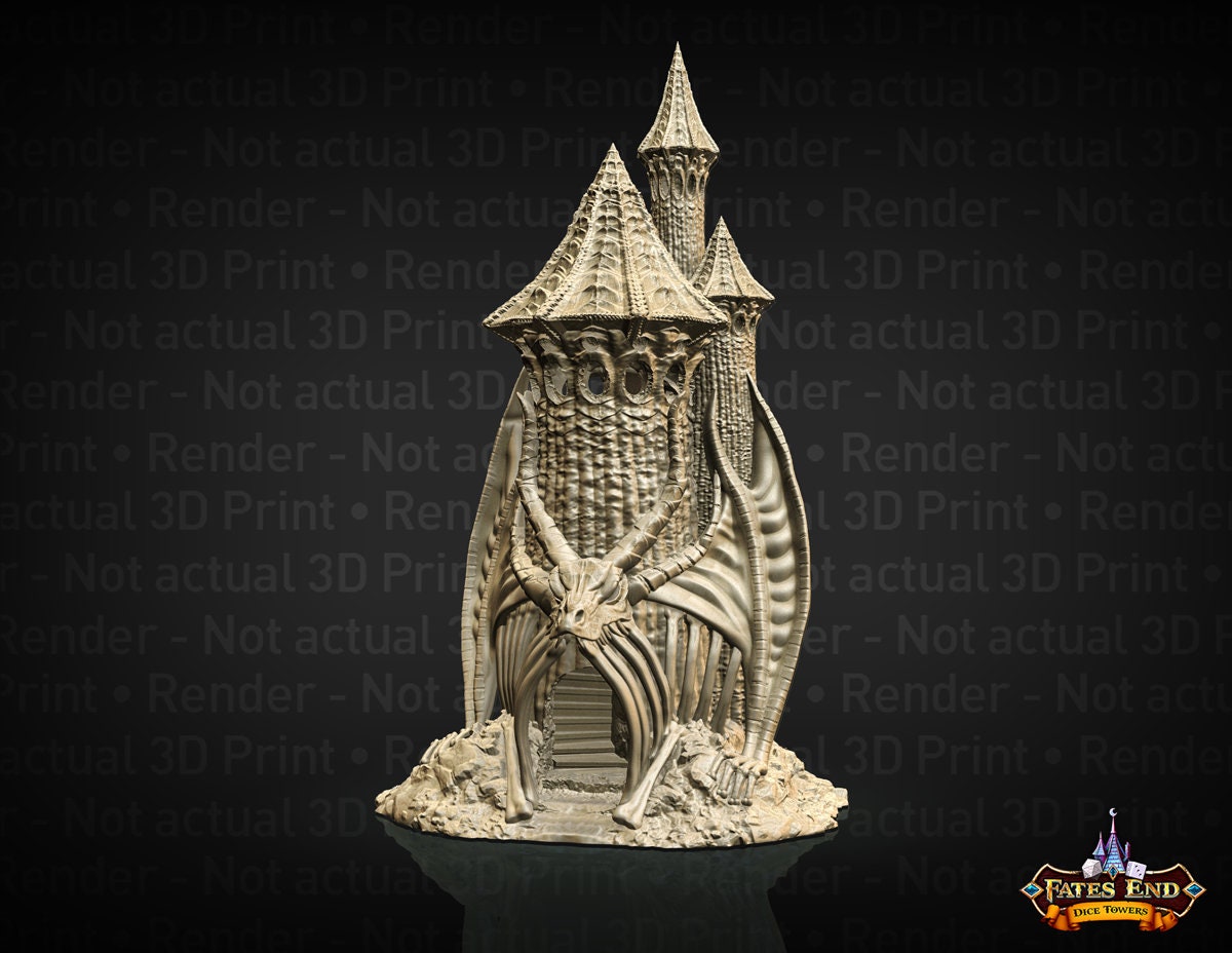 Skeletal Dragon Fates End Dice Tower - DnD, RPG, Call of Cthulhu, Dungeons and Dragons, Pathfinder, Table Top Gaming