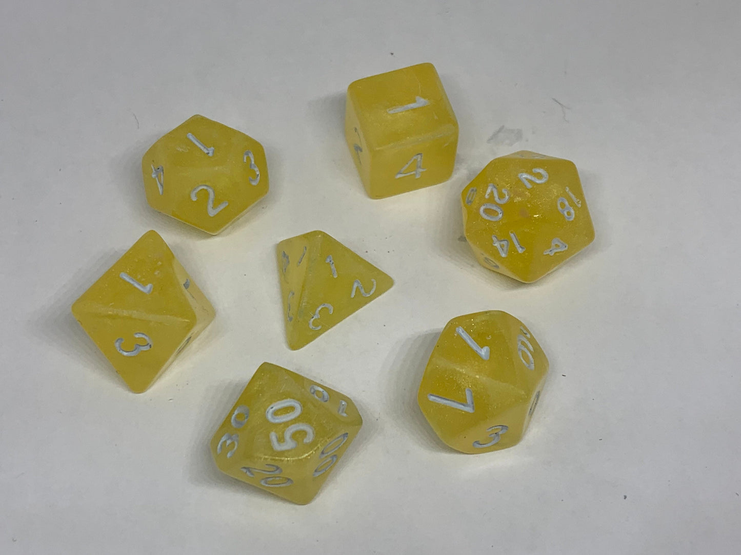Lemon Drops Handmade Resin Round Edge Dice Set