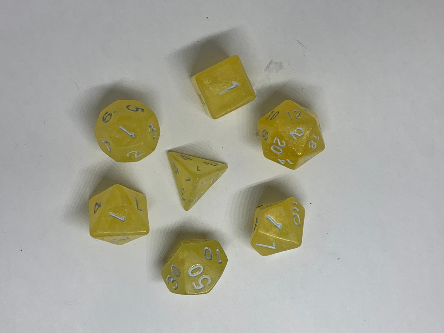 Lemon Drops Handmade Resin Round Edge Dice Set