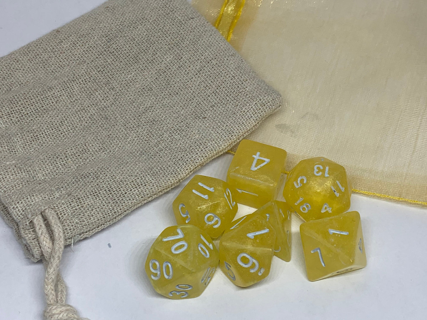 Lemon Drops Handmade Resin Round Edge Dice Set