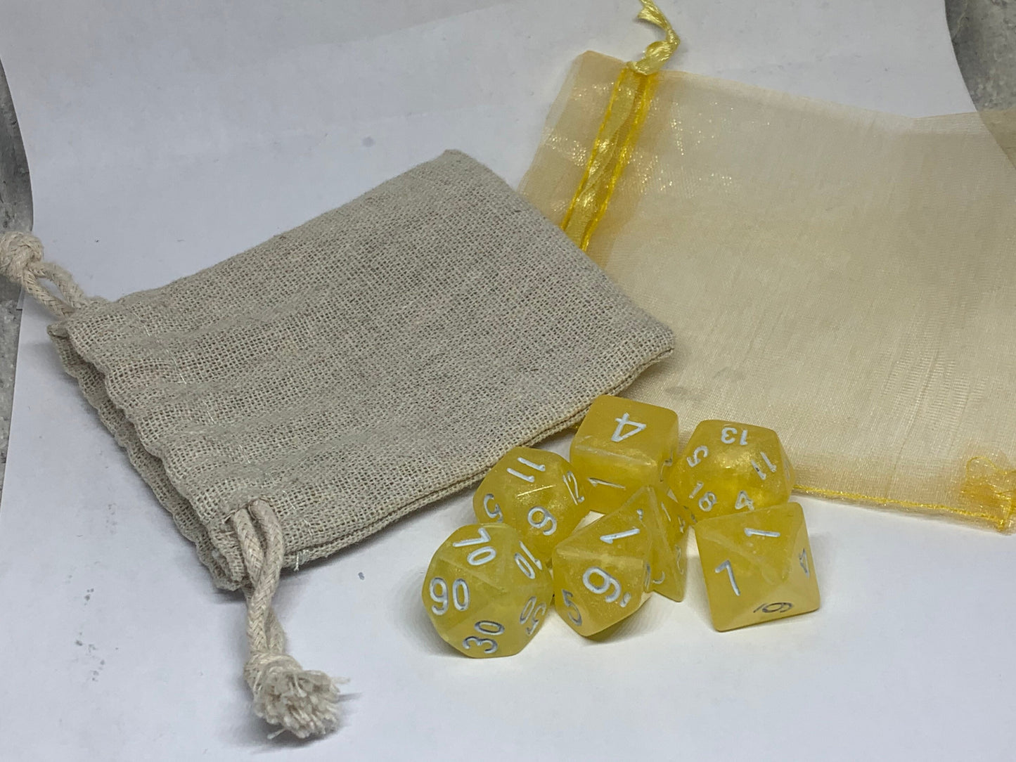 Lemon Drops Handmade Resin Round Edge Dice Set