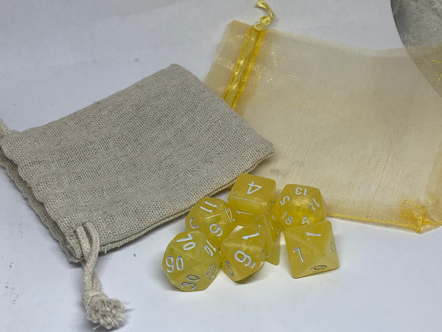 Lemon Drops Handmade Resin Round Edge Dice Set