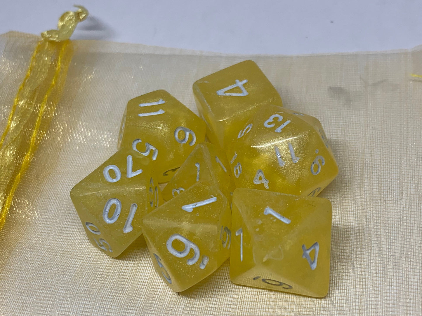 Lemon Drops Handmade Resin Round Edge Dice Set