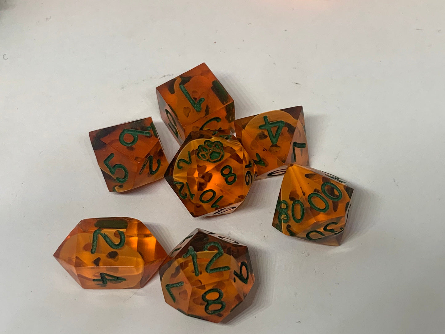 Pumpkin Handmade Resin Sharp Edge Dice Set