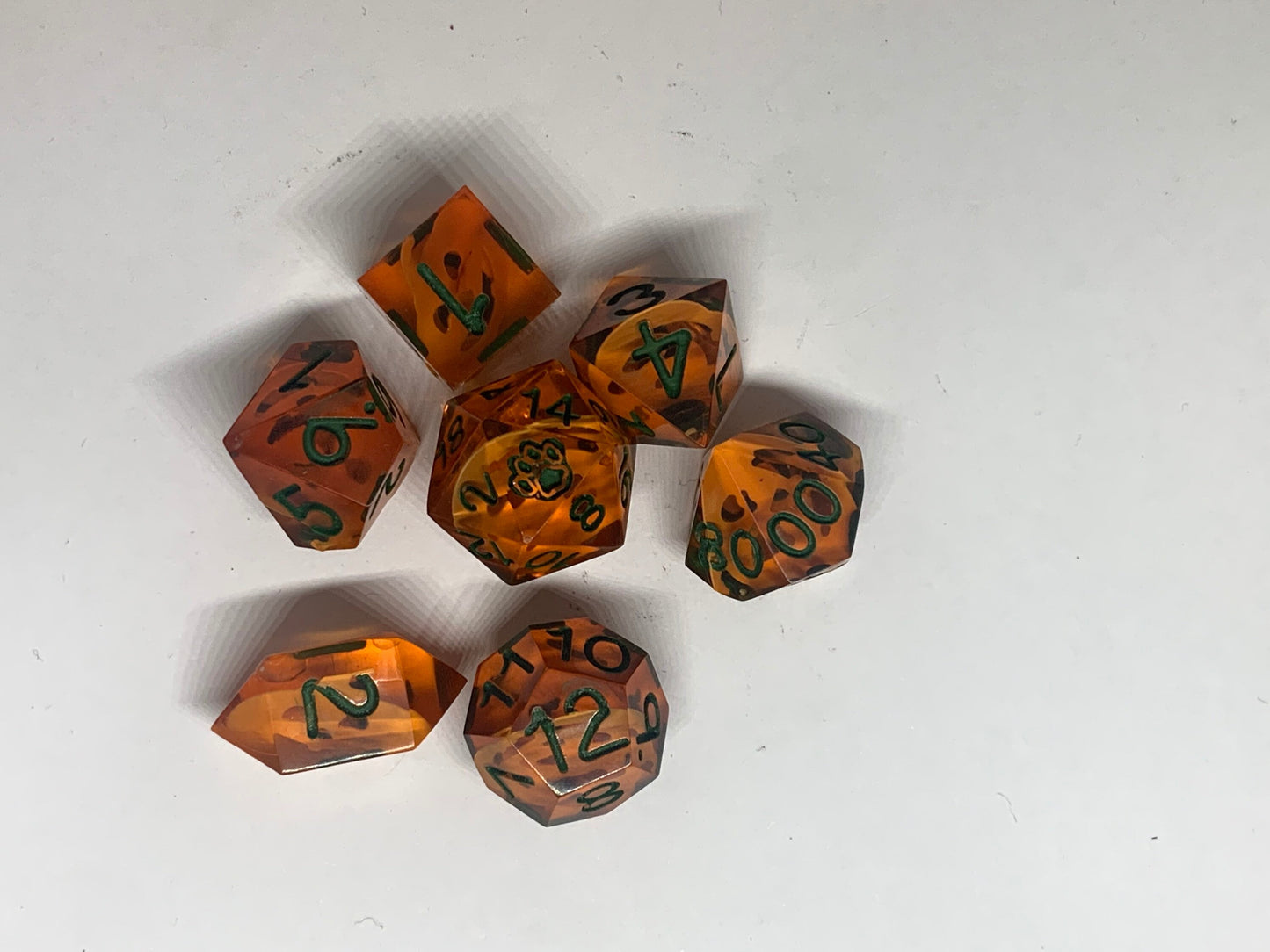 Pumpkin Handmade Resin Sharp Edge Dice Set