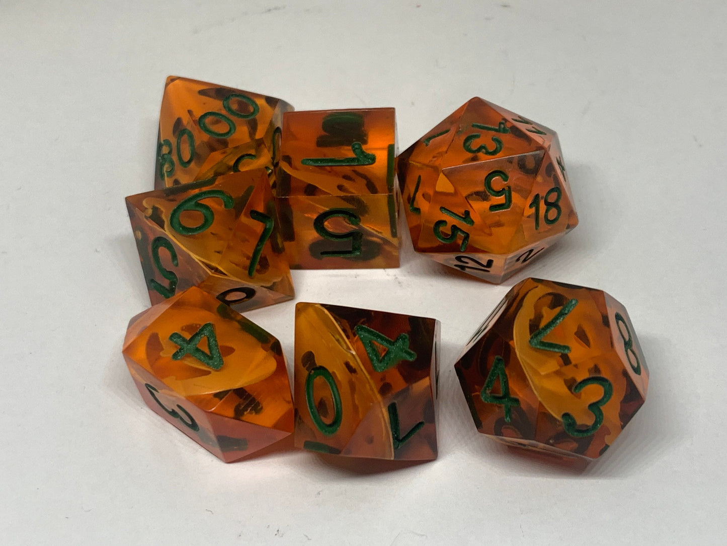 Pumpkin Handmade Resin Sharp Edge Dice Set