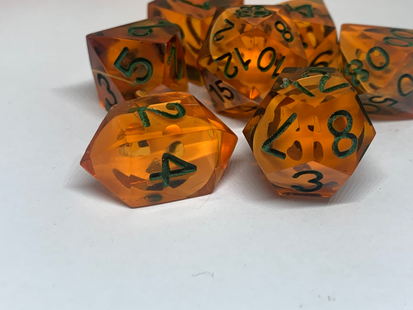 Pumpkin Handmade Resin Sharp Edge Dice Set