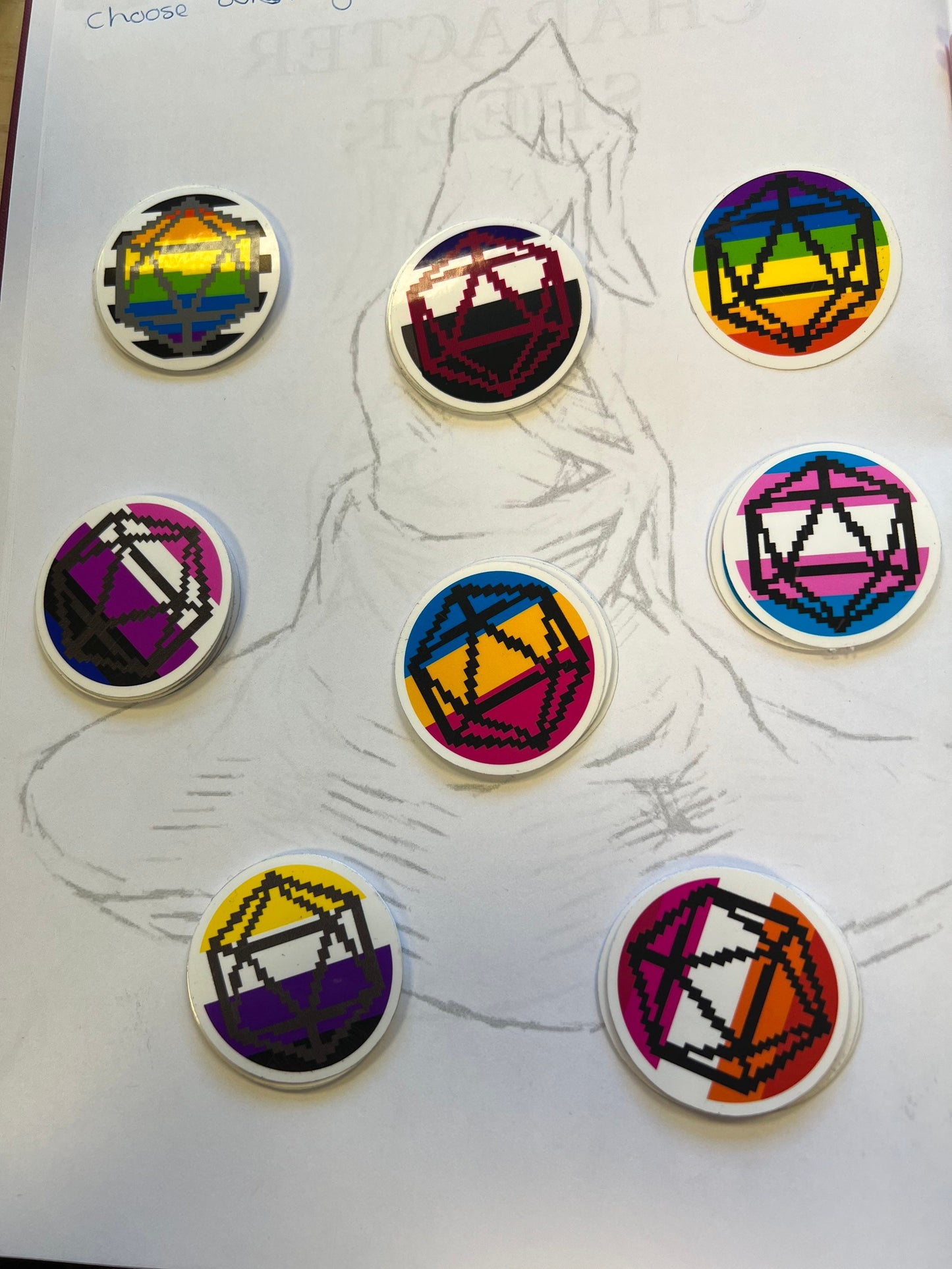 D&D inspired D20 pride flag stickers! LGBTQIA+