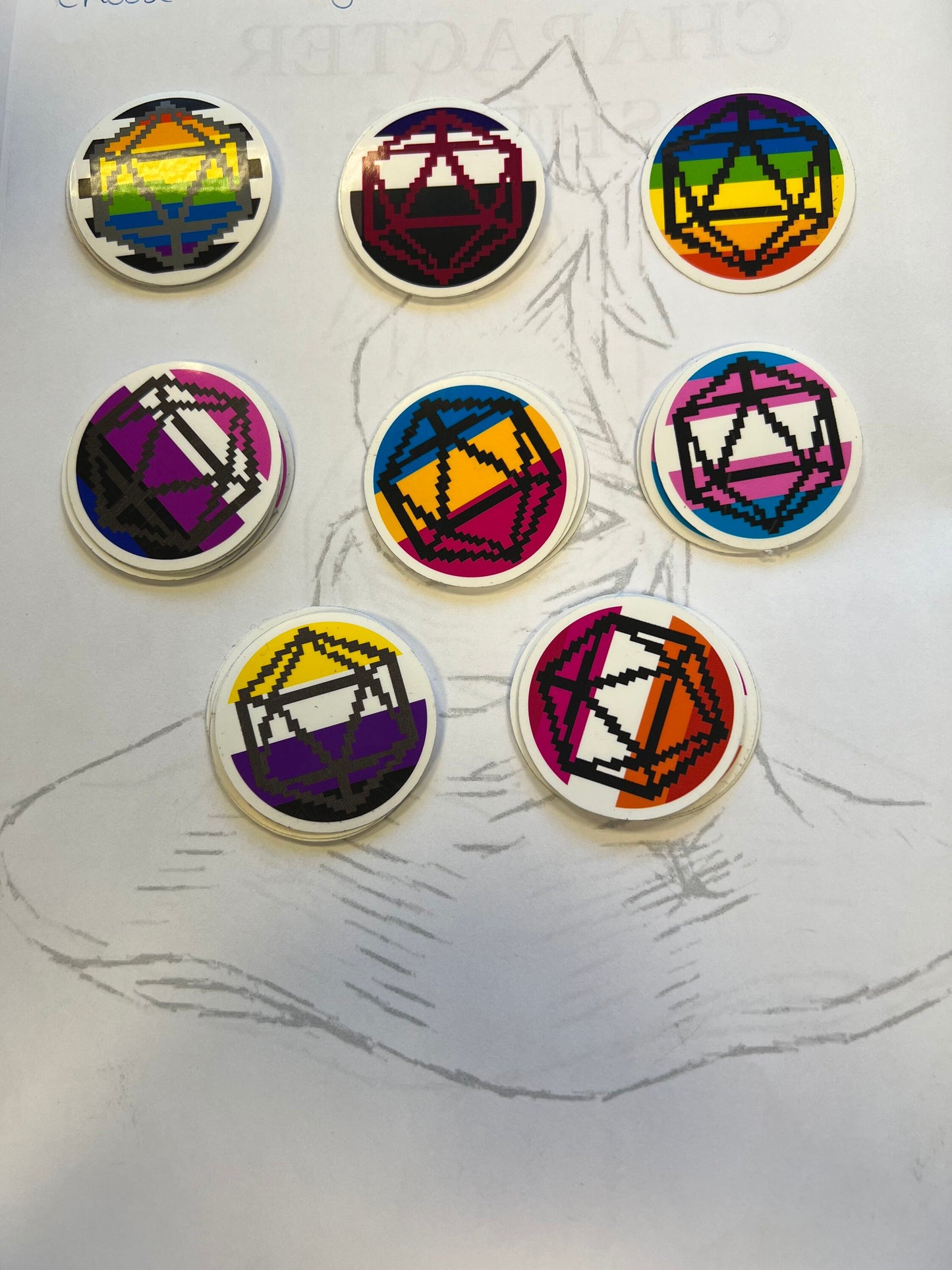 D&D inspired D20 pride flag stickers! LGBTQIA+