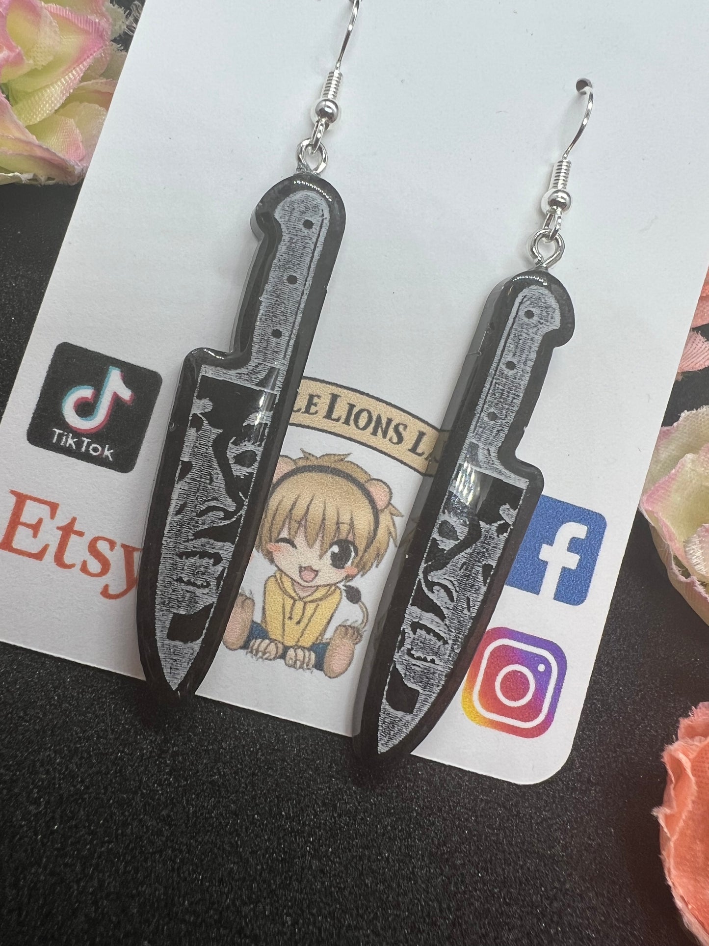 Comic Styled Vampire Handmade Resin Earrings