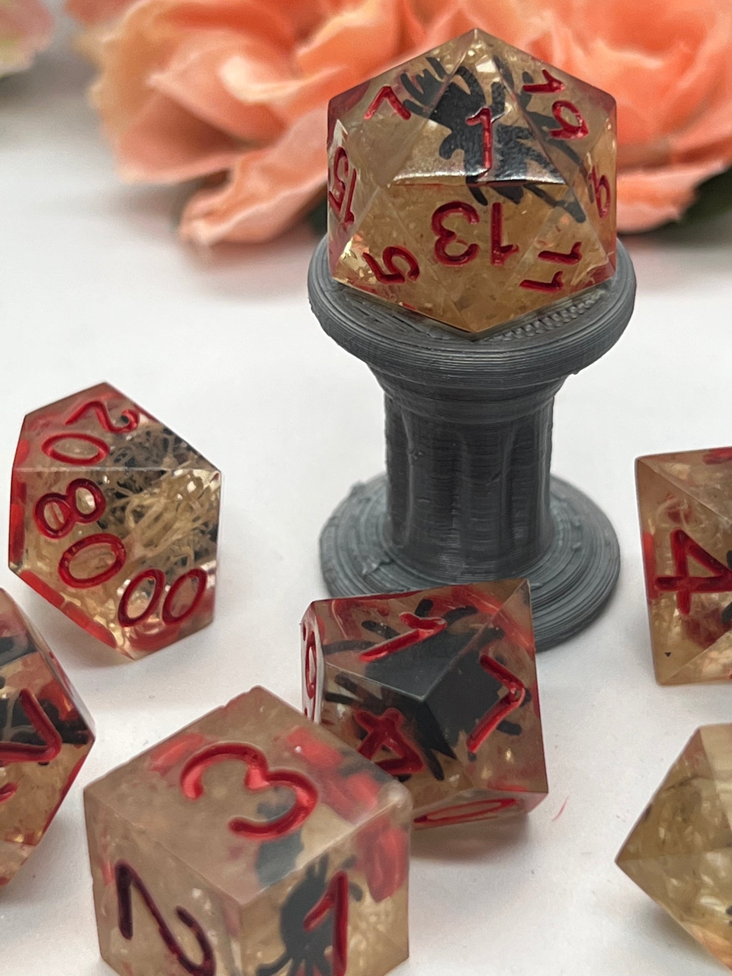 Spiders Web Handmade 7 Set Sharp Edge Dice