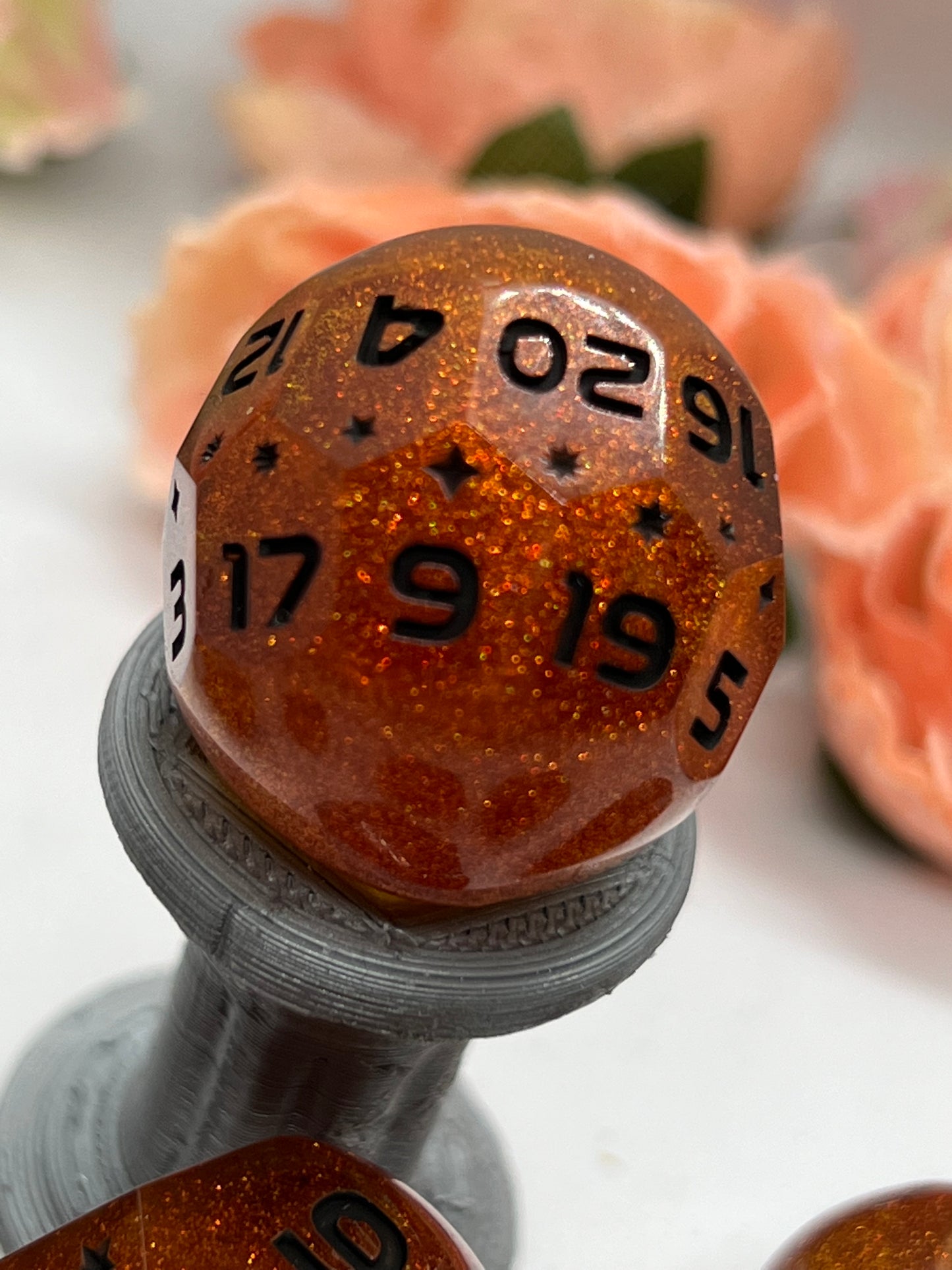 Pumpkin Spice Handmade Resin Orb Dice Set