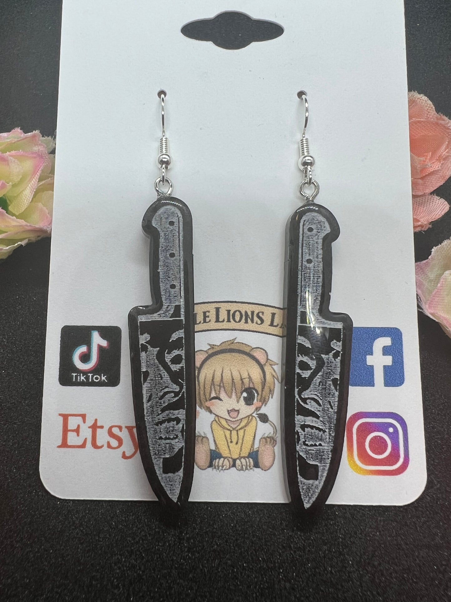 Comic Styled Vampire Handmade Resin Earrings