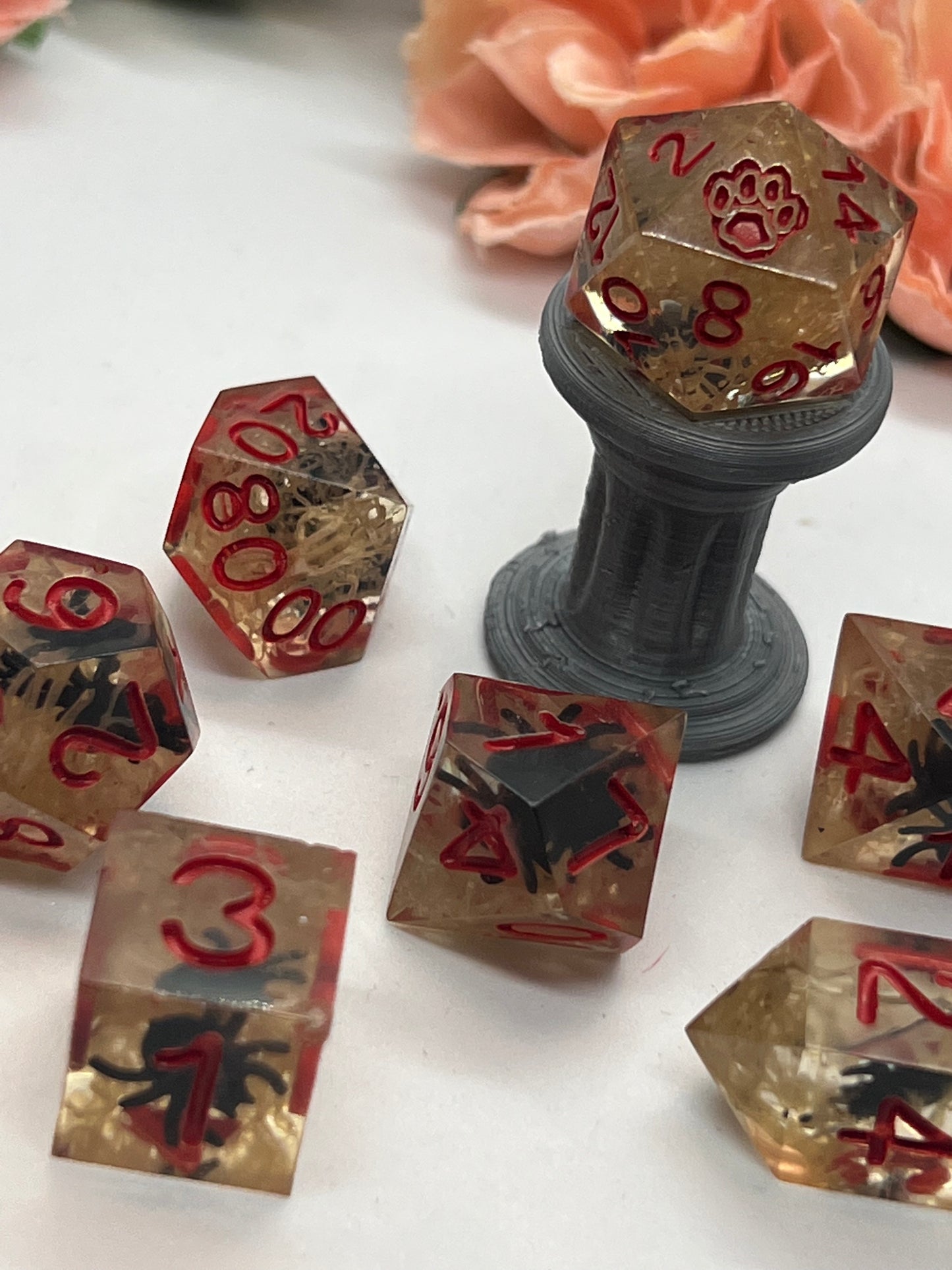 Spiders Web Handmade 7 Set Sharp Edge Dice