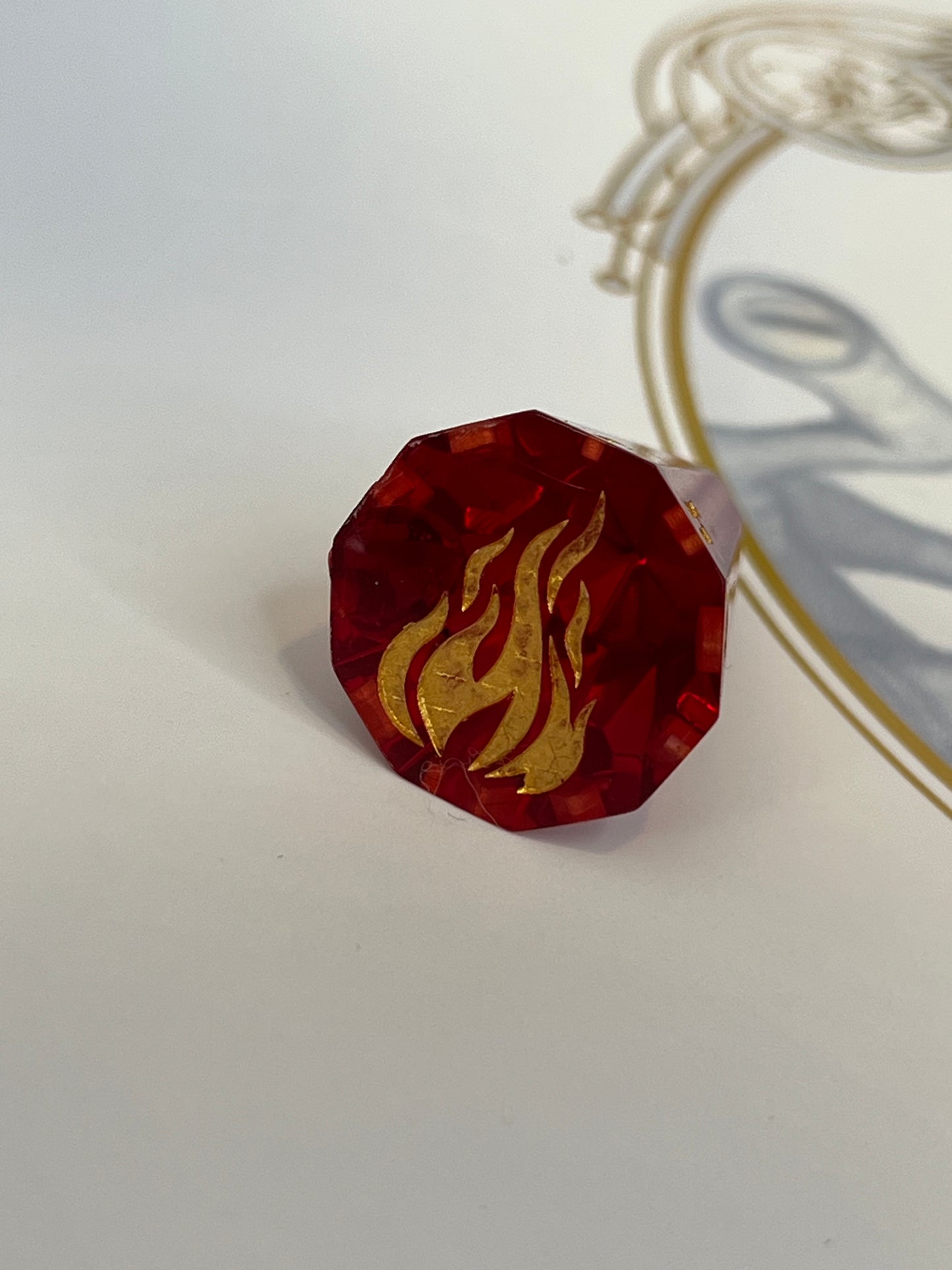Ruby Firebolt D10 Handmade Resin Dice