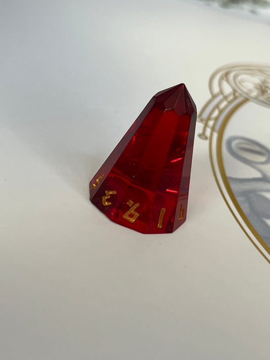 Ruby Firebolt D10 Handmade Resin Dice