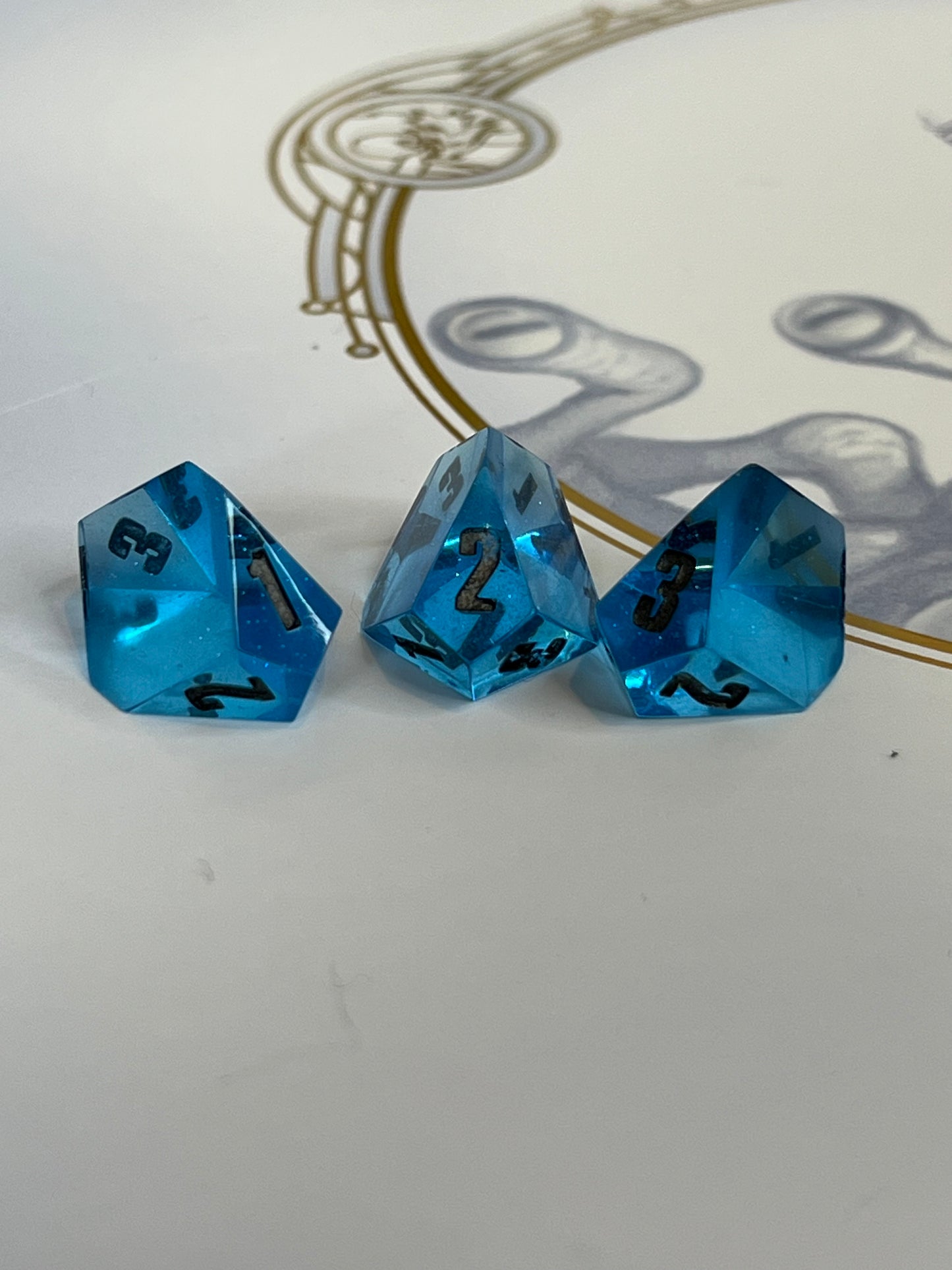 Sapphire Handmade 3 X D3 Resin Dice Set