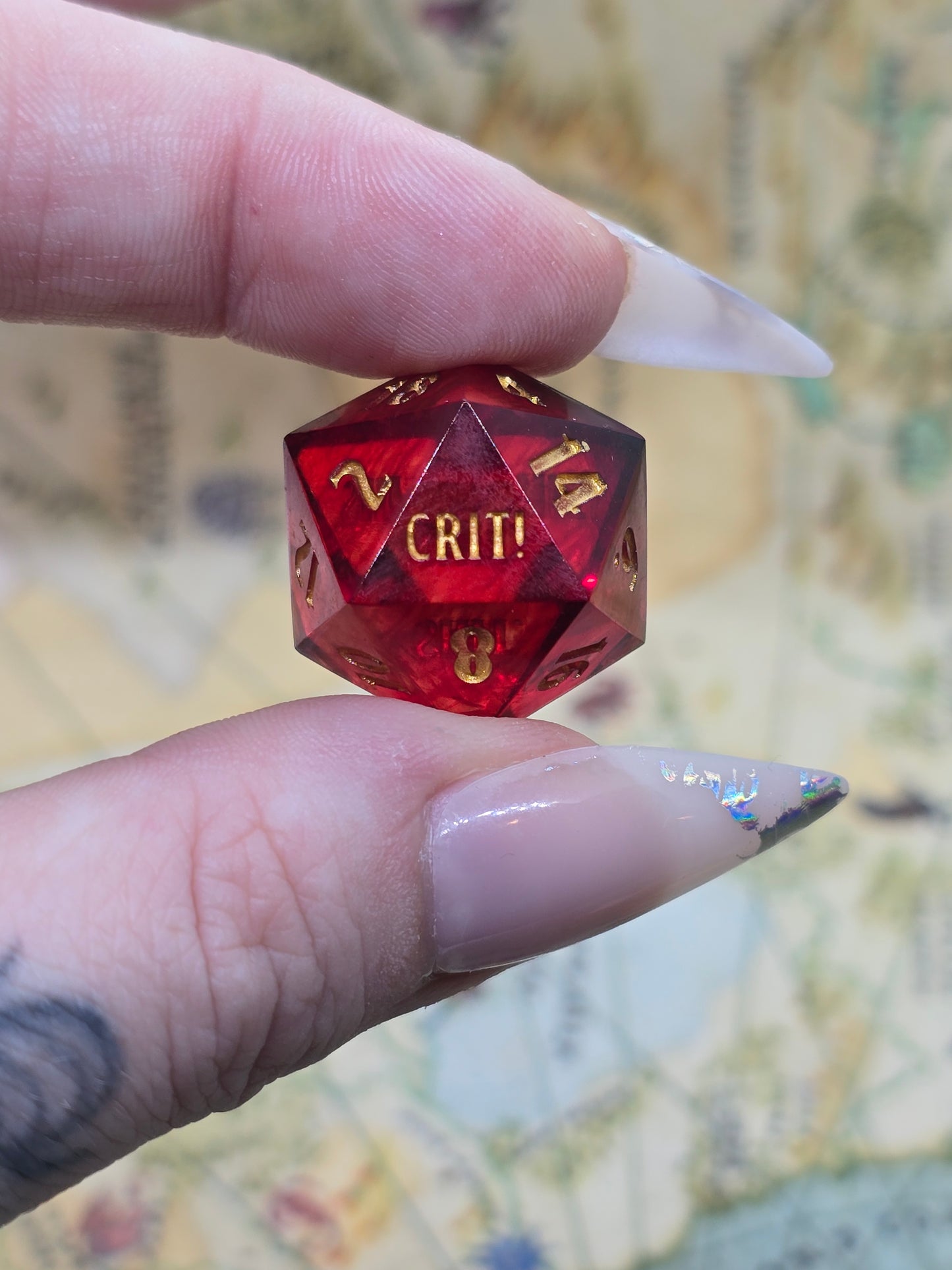 Royal red handmade crit/shit D20