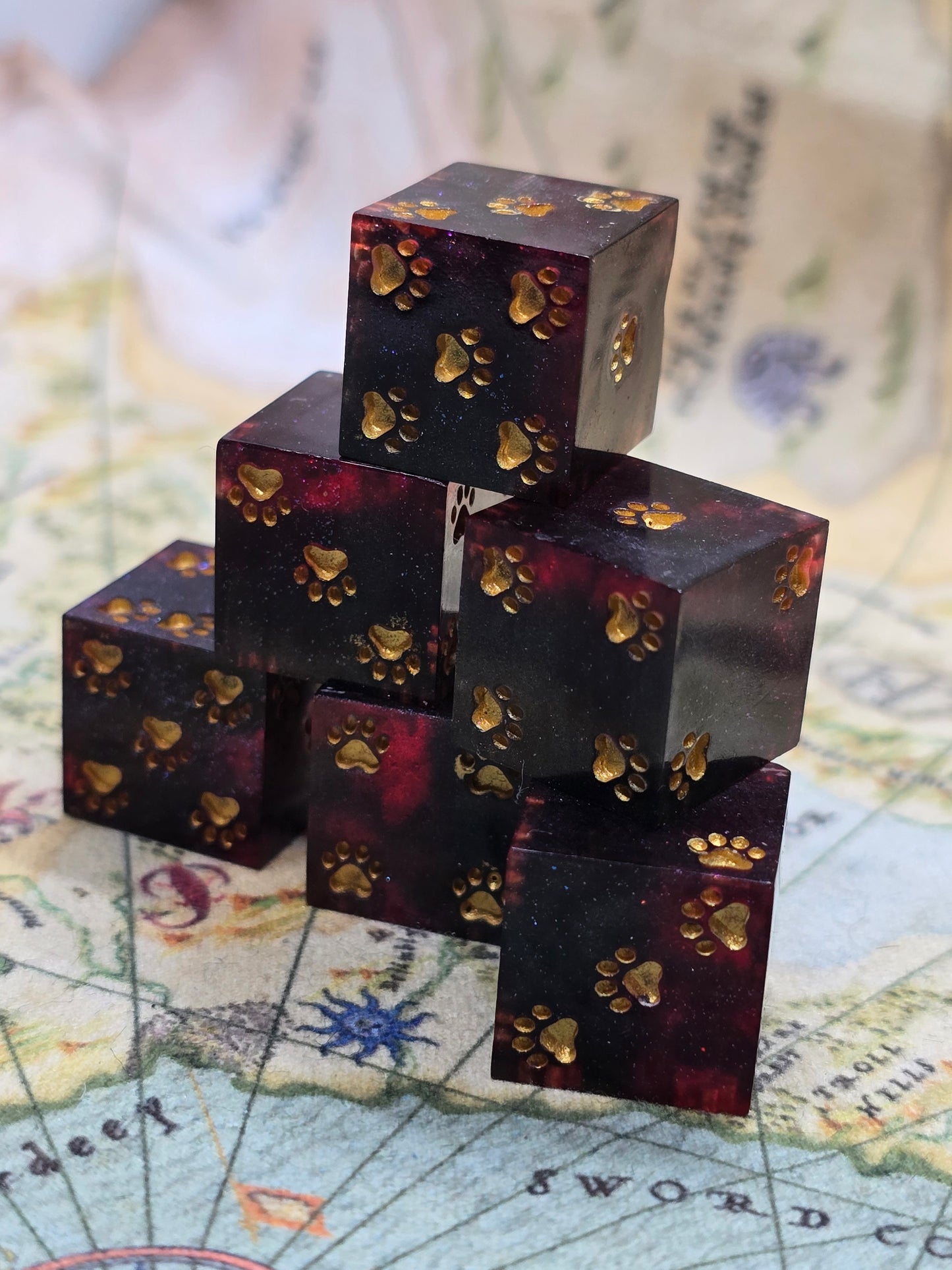 Pawsome D6 handmade dice set