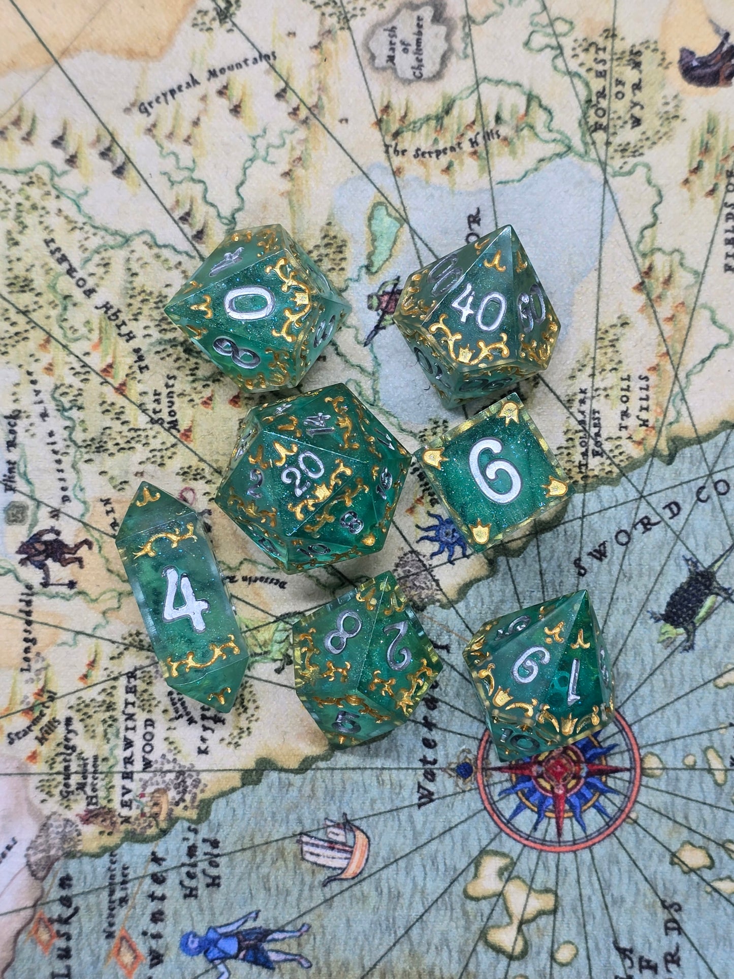 Royal seas 7 pc handmade dice set