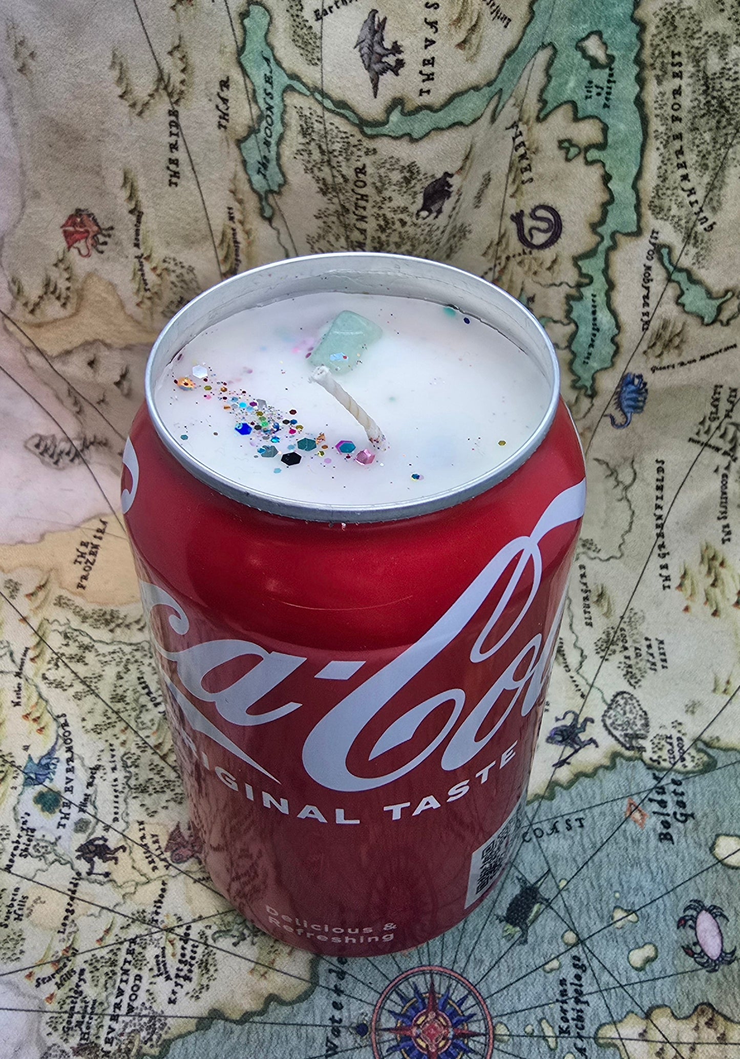 Coconut scented coke can candle