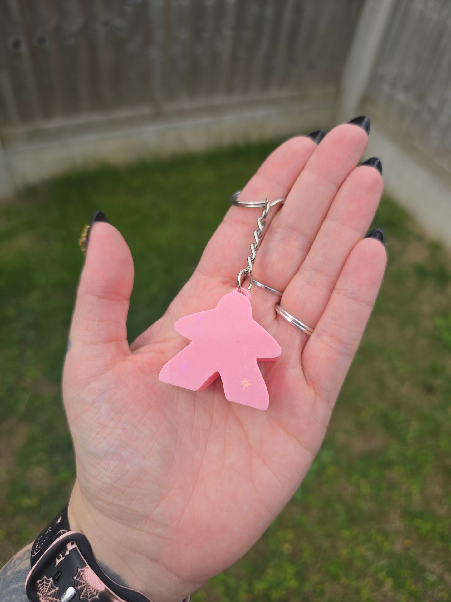 Meeple Fidget Clicker Keyring - with holographic stars