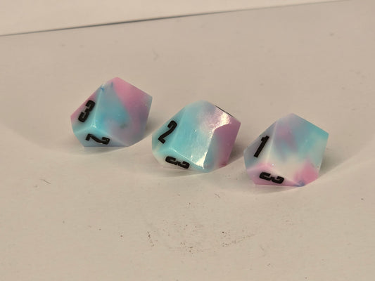 Trans flag inspired Handmade D3 dice