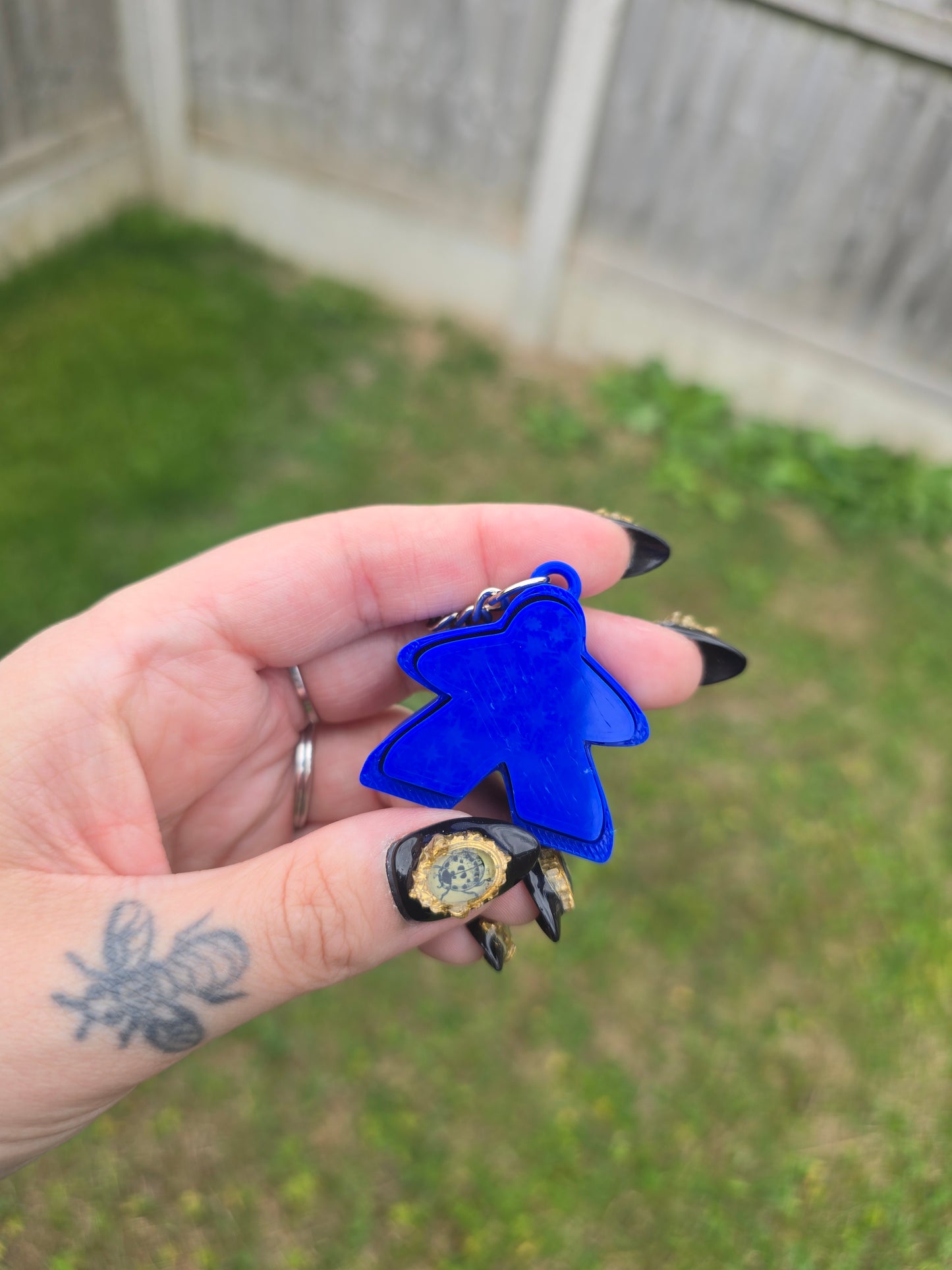 Meeple Fidget Clicker Keyring - with holographic stars