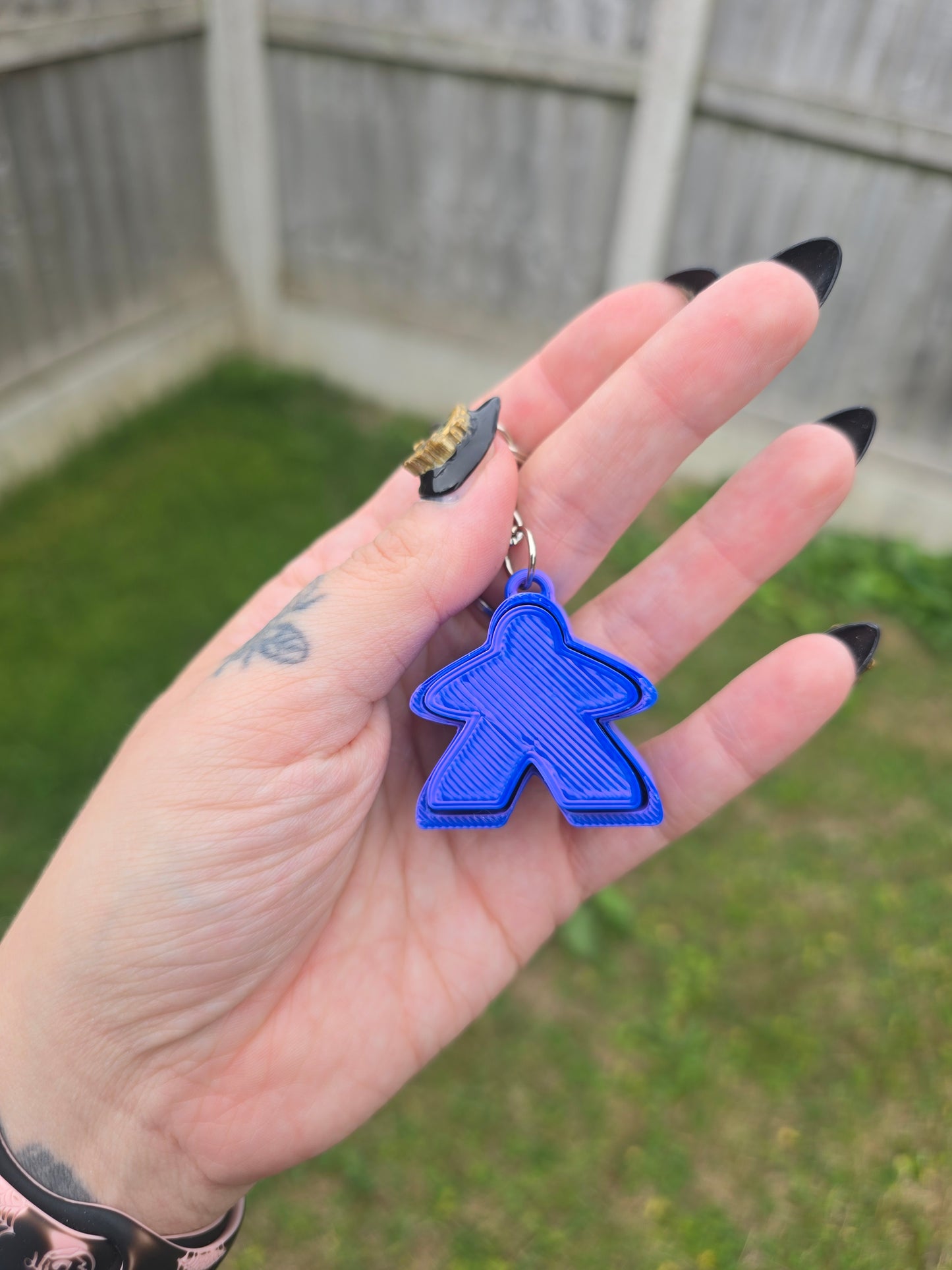 Meeple Fidget Clicker Keyring - with holographic stars