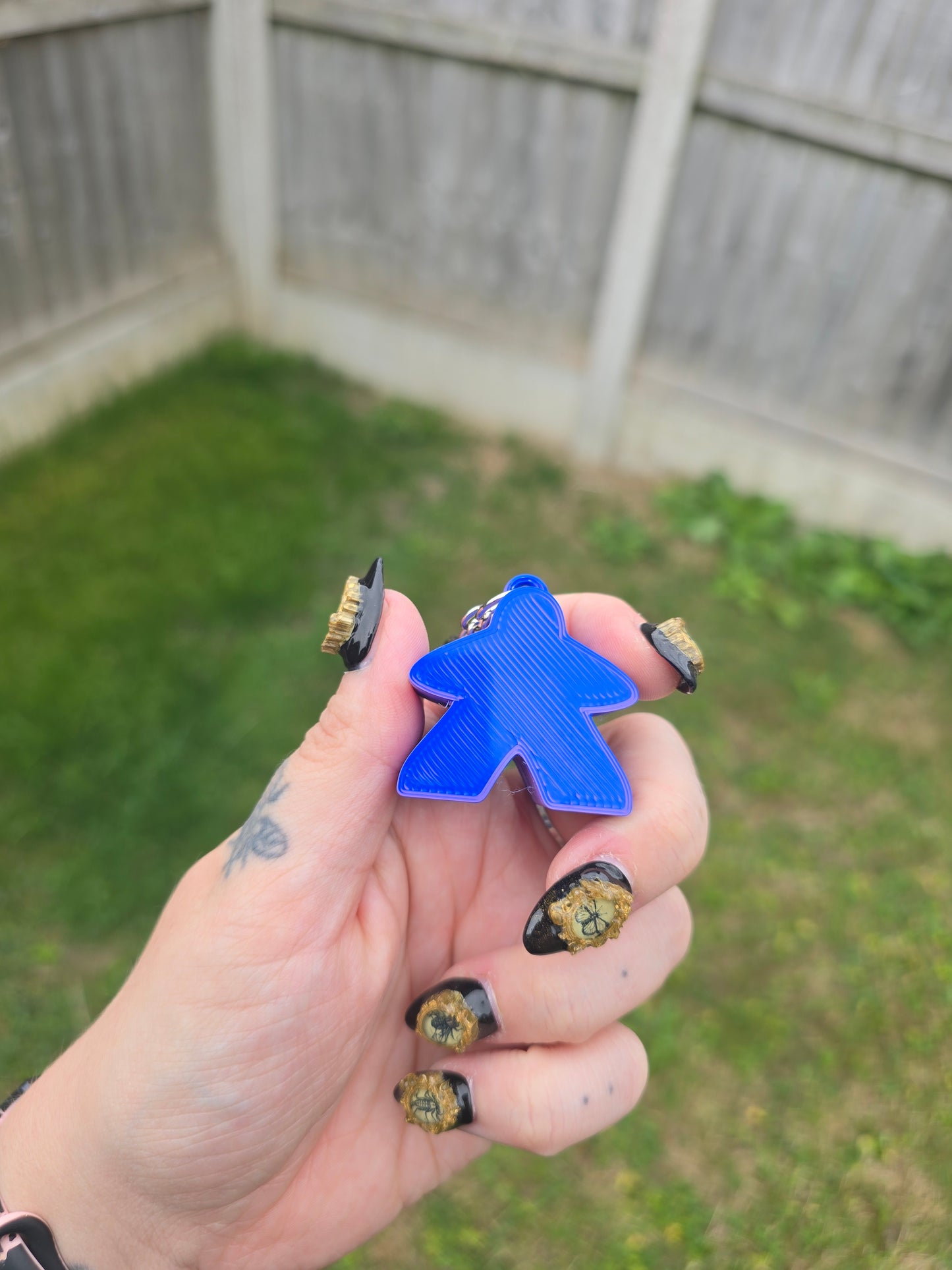 Meeple Fidget Clicker Keyring - with holographic stars