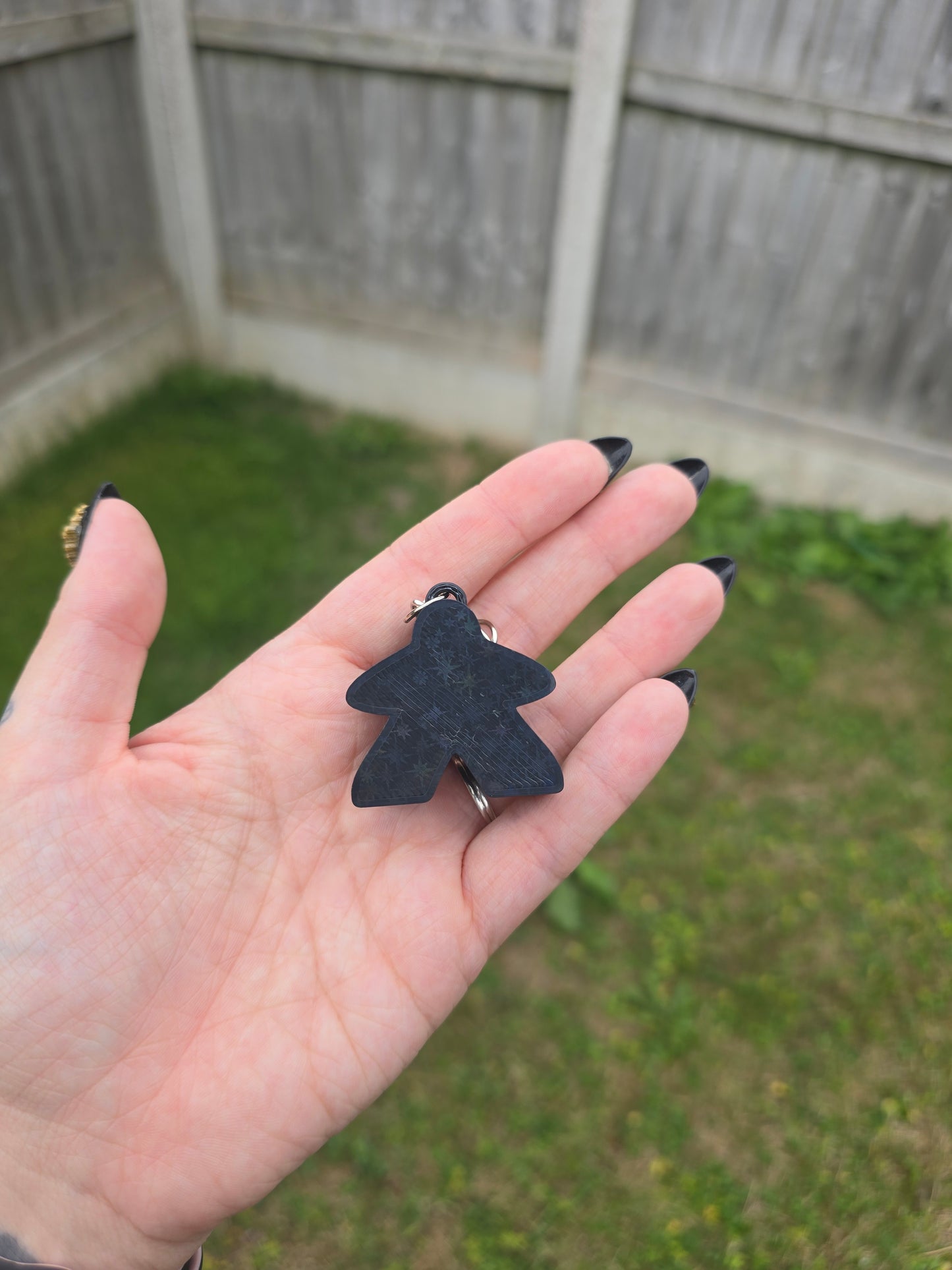 Meeple Fidget Clicker Keyring - with holographic stars
