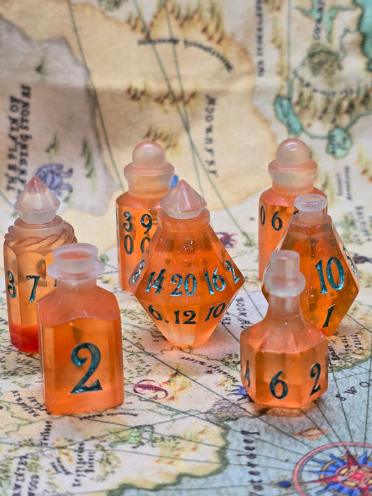 Ice pops handmade 7 piece potion bottle dice