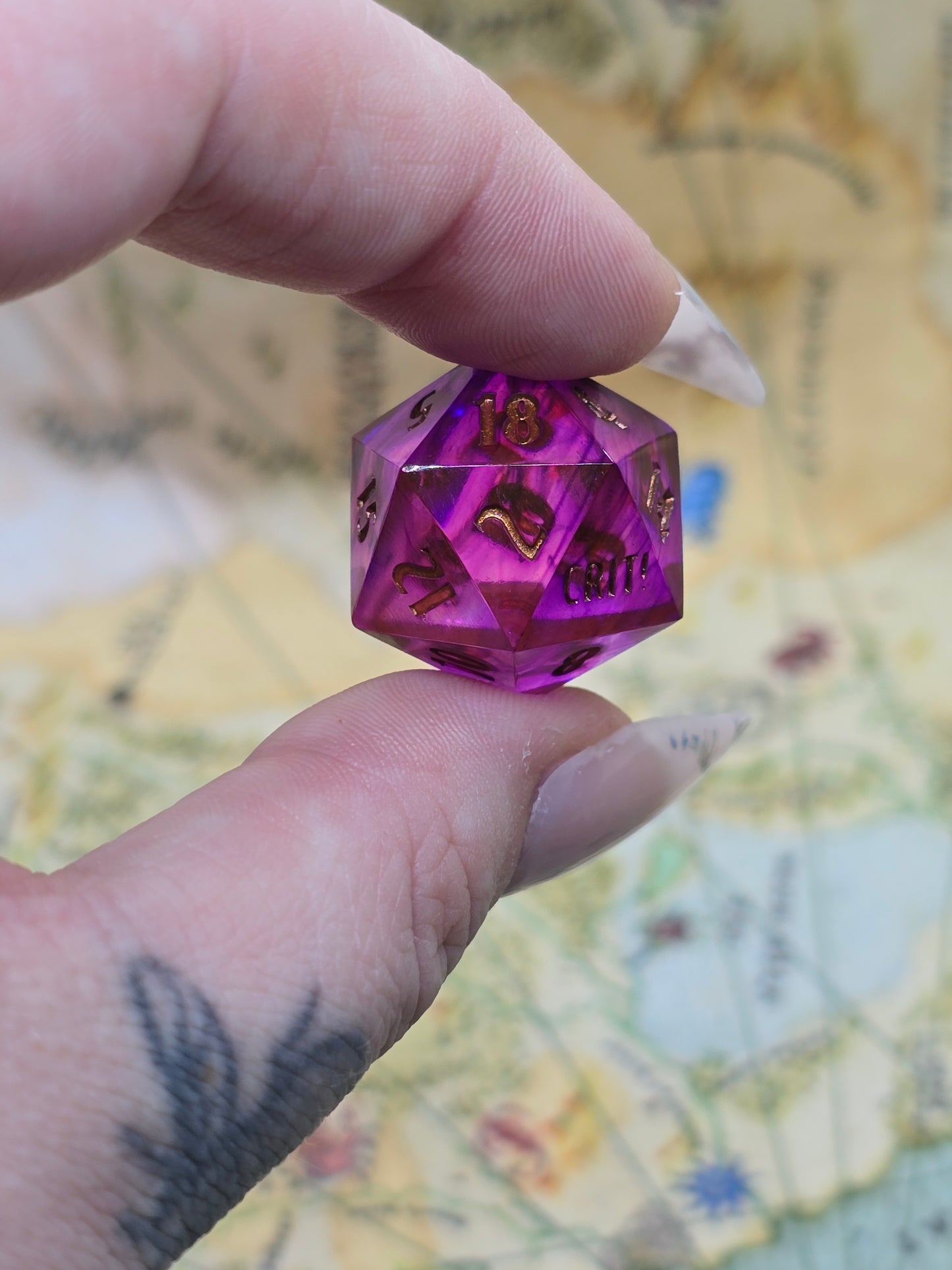 Purple treasure handmade crit/shit D20