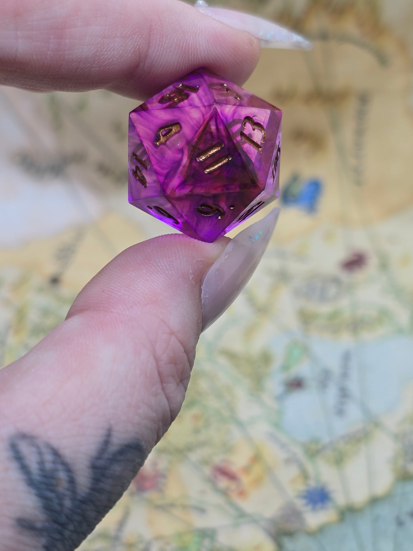 Purple treasure handmade crit/shit D20