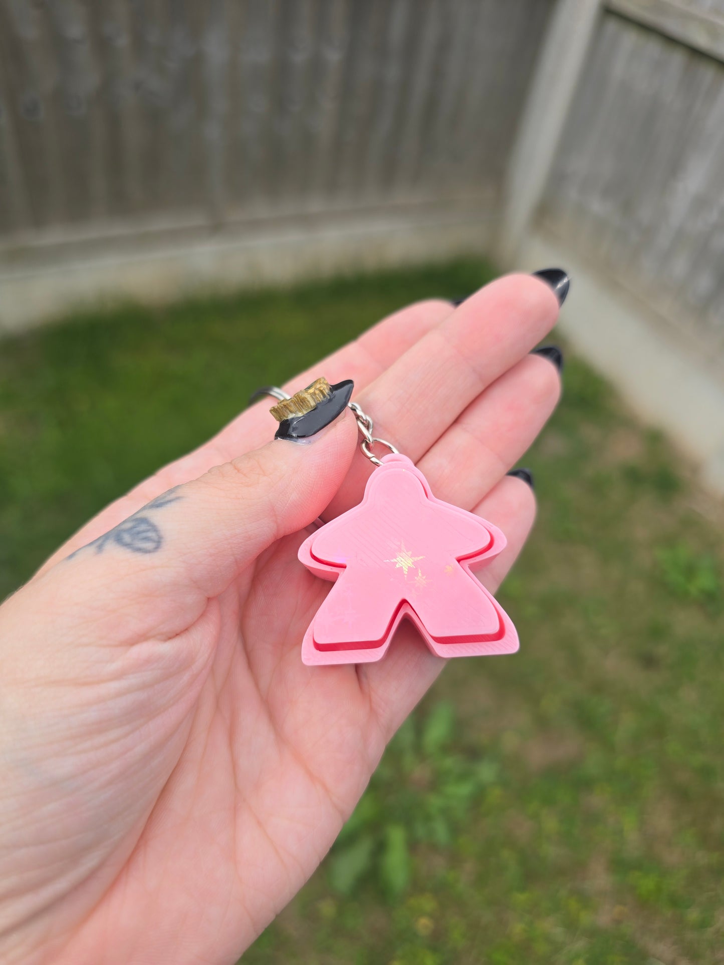Meeple Fidget Clicker Keyring - with holographic stars