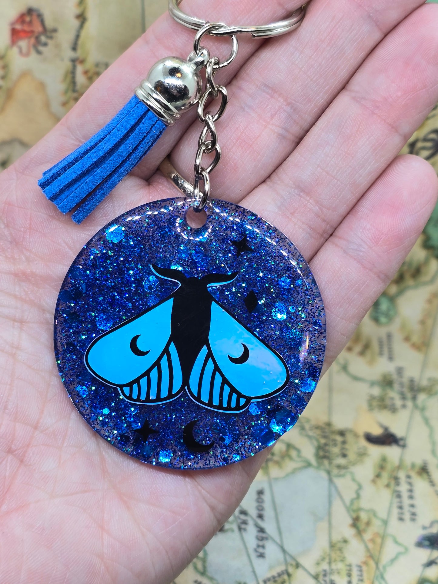 Luna moth keyring