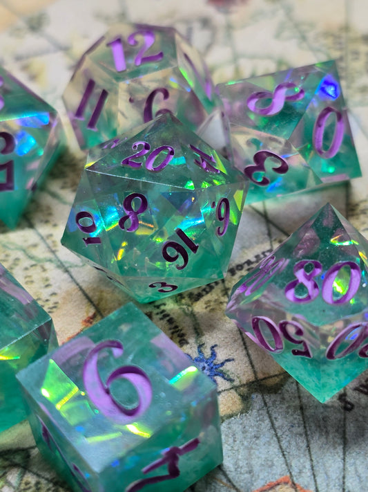 Mermaids tails handmade 7 pc dice set