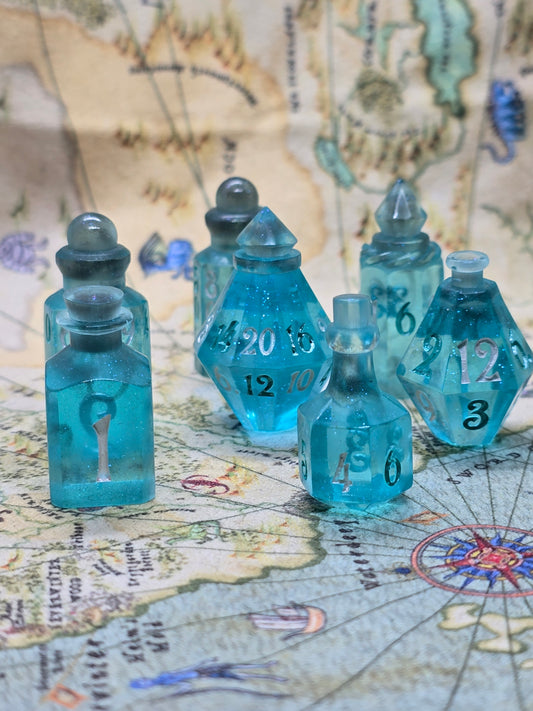 Water breathing potion bottle handmade dice