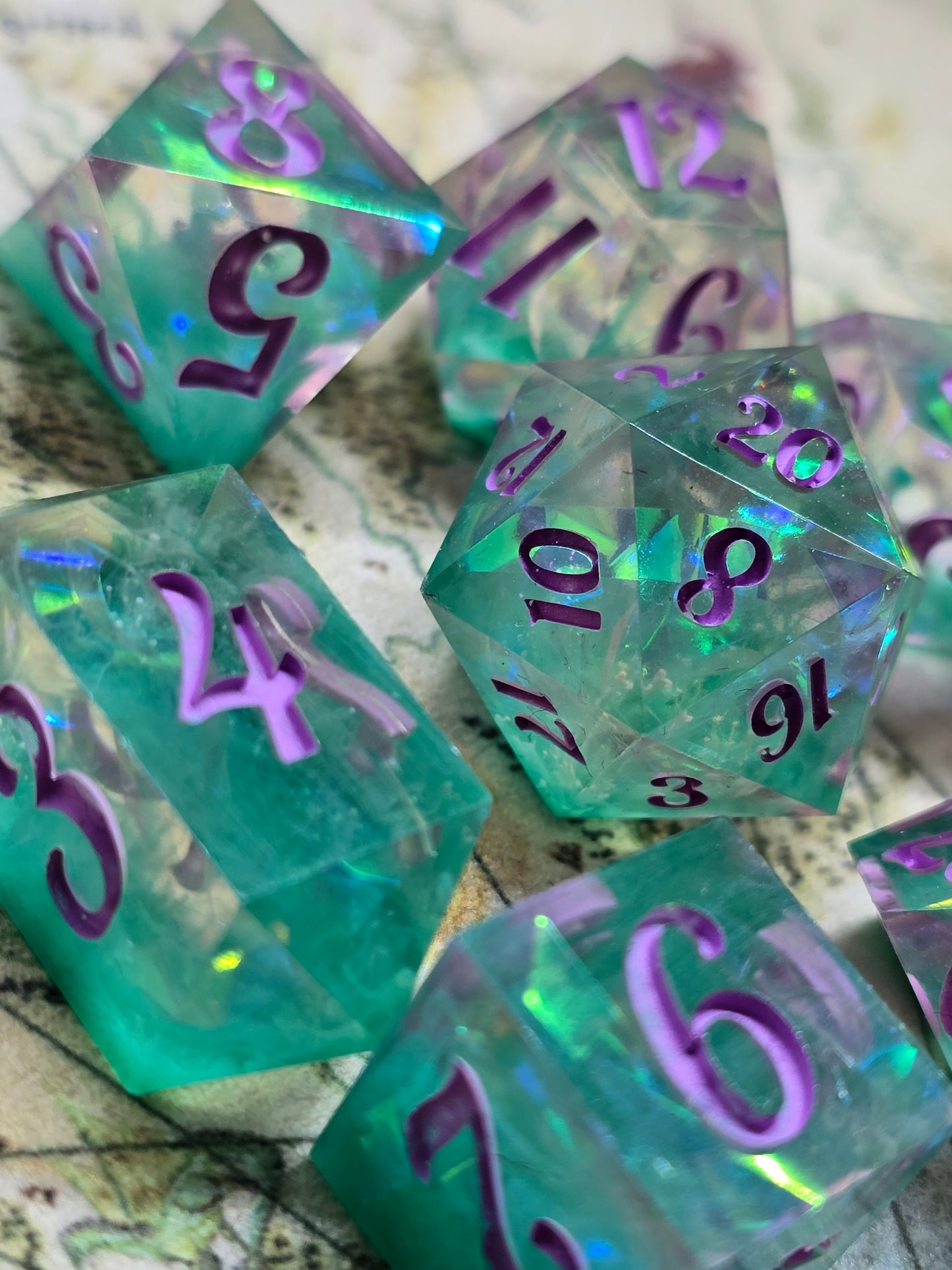 Mermaids tails handmade 7 pc dice set