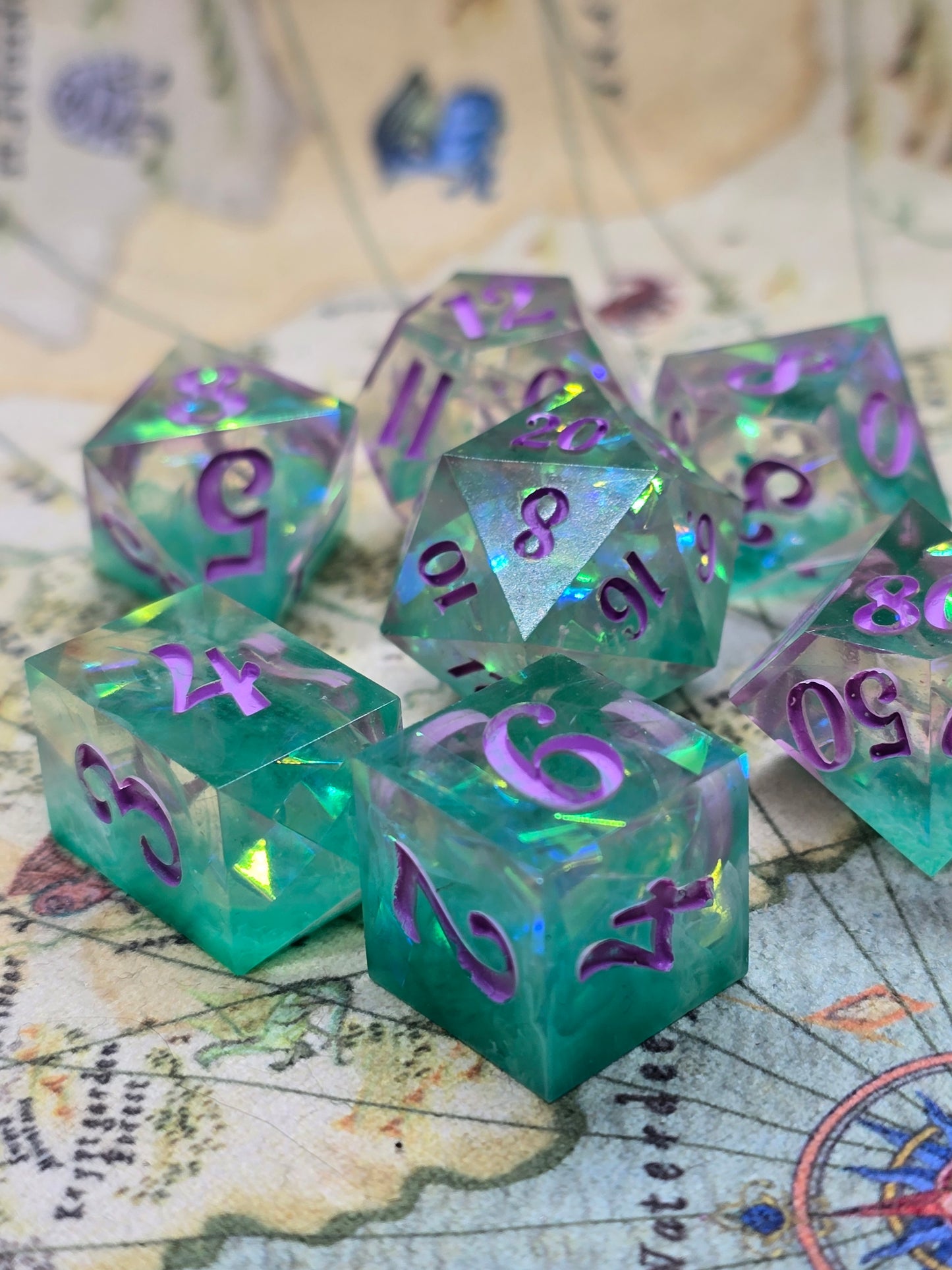 Mermaids tails handmade 7 pc dice set