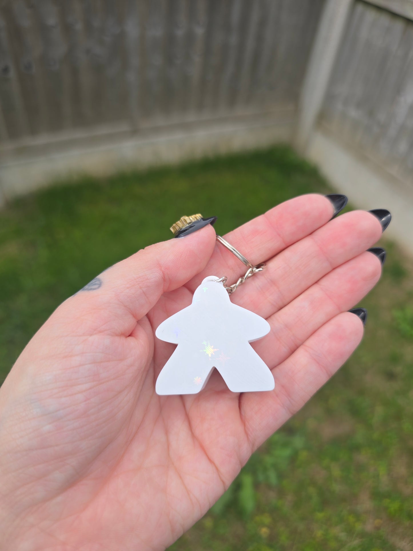 Meeple Fidget Clicker Keyring - with holographic stars