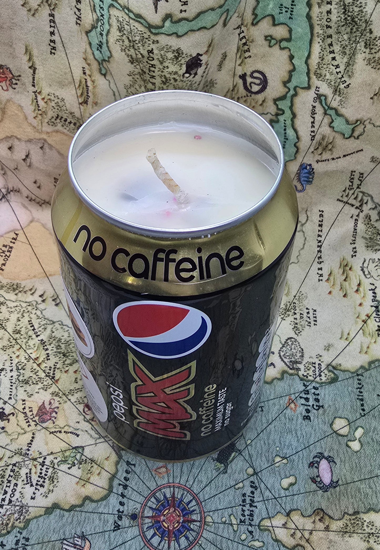 Cookie scented Pepsi max caffine free candle