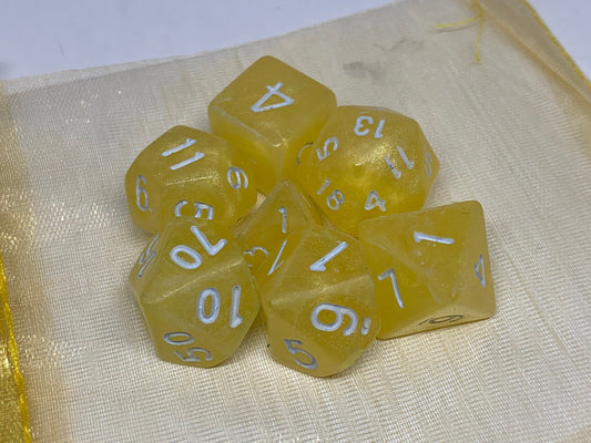 Lemon Drops Handmade Resin Round Edge Dice Set