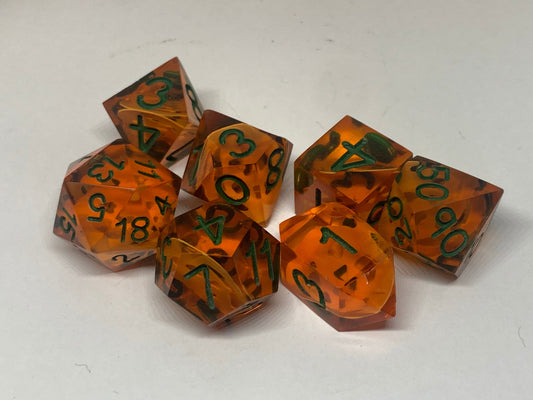 Pumpkin Handmade Resin Sharp Edge Dice Set